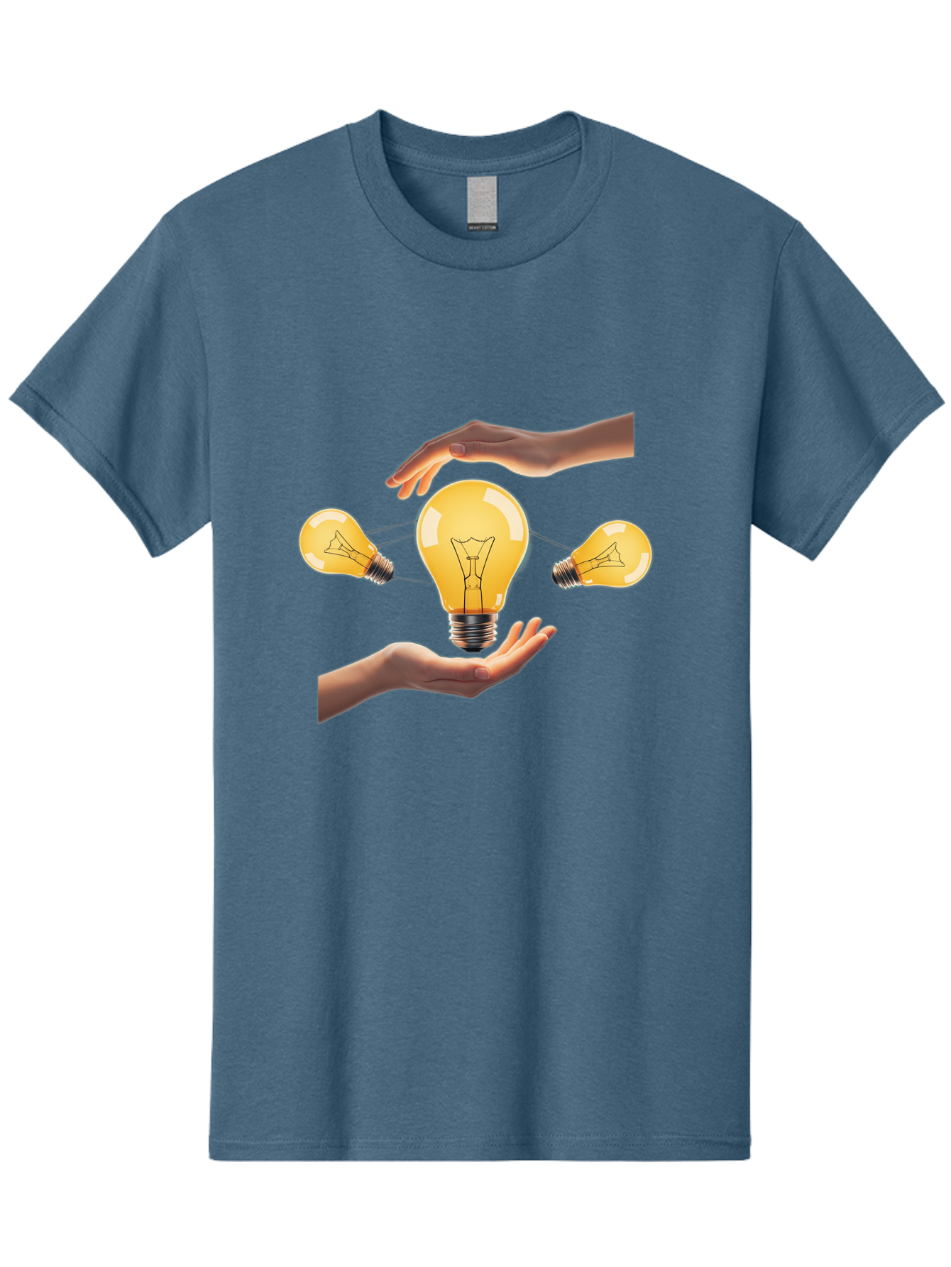 Light-Bulb Men'S Graphic Tee, 100% Cotton, Comfortable Casual Summer Wear, Machine Washable, Creative Idea, Light Bulb Moment, Innovative Thinking, Brainstorming Session, Teamwork, Collaboration, Problem Solving, Glow, Inspiration Bac121