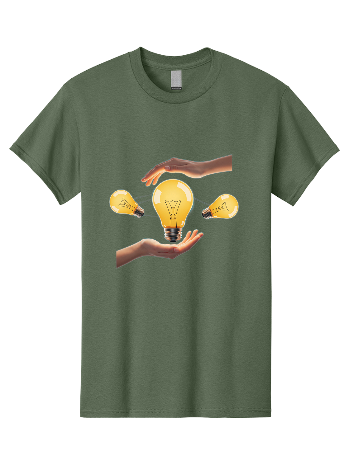 Light-Bulb Men'S Graphic Tee, 100% Cotton, Comfortable Casual Summer Wear, Machine Washable, Creative Idea, Light Bulb Moment, Innovative Thinking, Brainstorming Session, Teamwork, Collaboration, Problem Solving, Glow, Inspiration Bac121