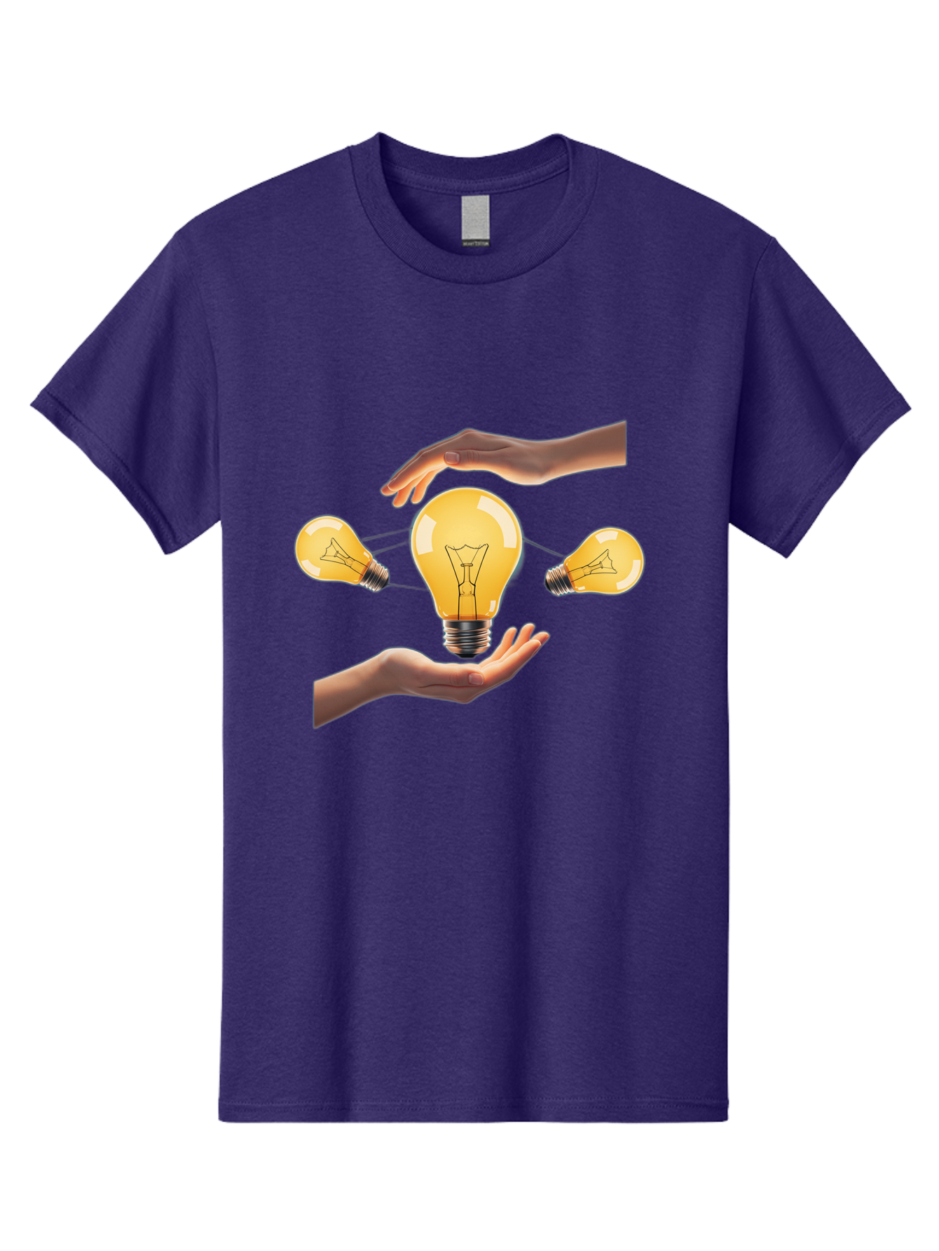 Light-Bulb Men'S Graphic Tee, 100% Cotton, Comfortable Casual Summer Wear, Machine Washable, Creative Idea, Light Bulb Moment, Innovative Thinking, Brainstorming Session, Teamwork, Collaboration, Problem Solving, Glow, Inspiration Bac121