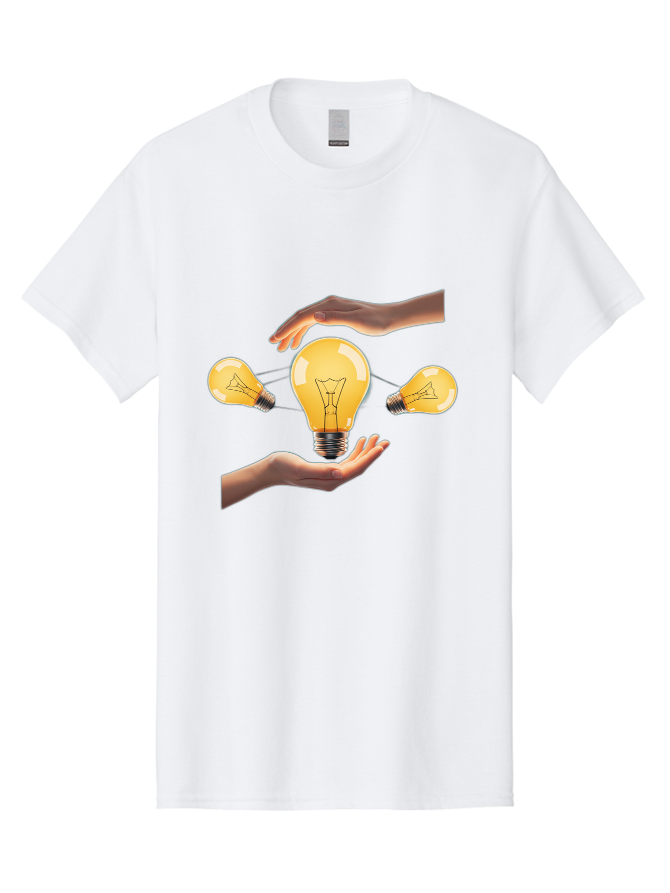 Light-Bulb Men'S Graphic Tee, 100% Cotton, Comfortable Casual Summer Wear, Machine Washable, Creative Idea, Light Bulb Moment, Innovative Thinking, Brainstorming Session, Teamwork, Collaboration, Problem Solving, Glow, Inspiration Bac121
