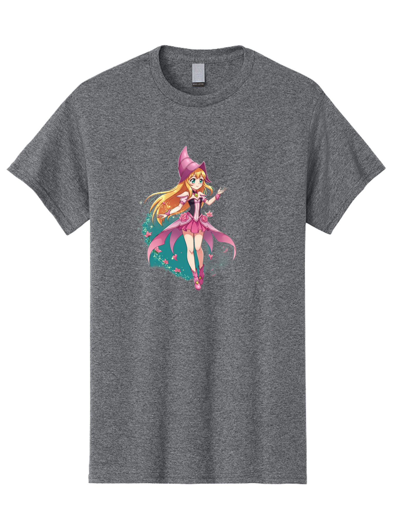 Lockette Men'S Graphic Tee, 100% Cotton, Comfortable Casual Summer Wear, Machine Washable, Anime Girl, Magical Powers, Fantasy Illustration, Pink Dress, Blonde Hair, Blue Eyes, Pink Hat, Charming Character, Winx Club Bac122