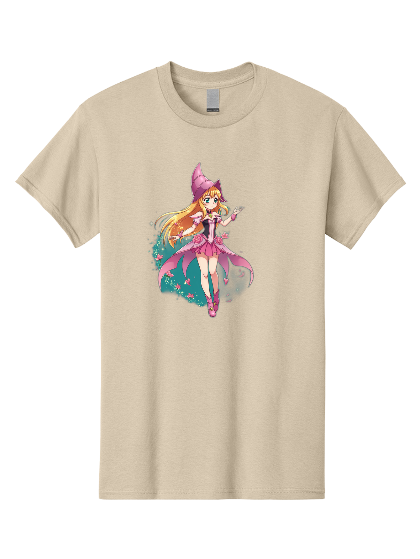 Lockette Men'S Graphic Tee, 100% Cotton, Comfortable Casual Summer Wear, Machine Washable, Anime Girl, Magical Powers, Fantasy Illustration, Pink Dress, Blonde Hair, Blue Eyes, Pink Hat, Charming Character, Winx Club Bac122