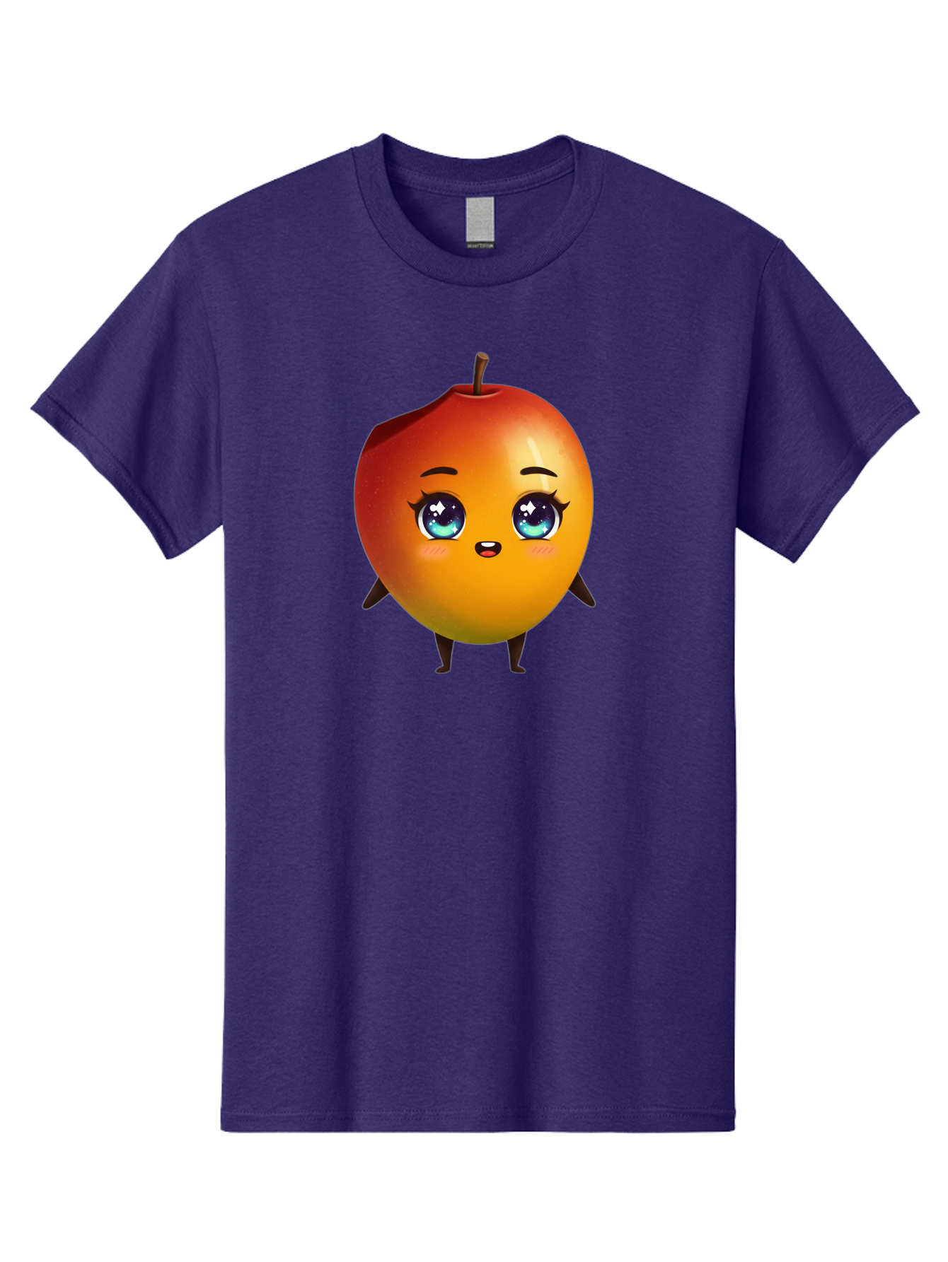 Mango-1 Men'S Graphic Tee, 100% Cotton, Comfortable Casual Summer Wear, Machine Washable, Cartoon Apple, Kawaii Fruit, Adorable Character, Big Eyes, Sweet Expression, Playful Design, Vibrant Colors, Fun Illustration, Kawaii Art Bac128