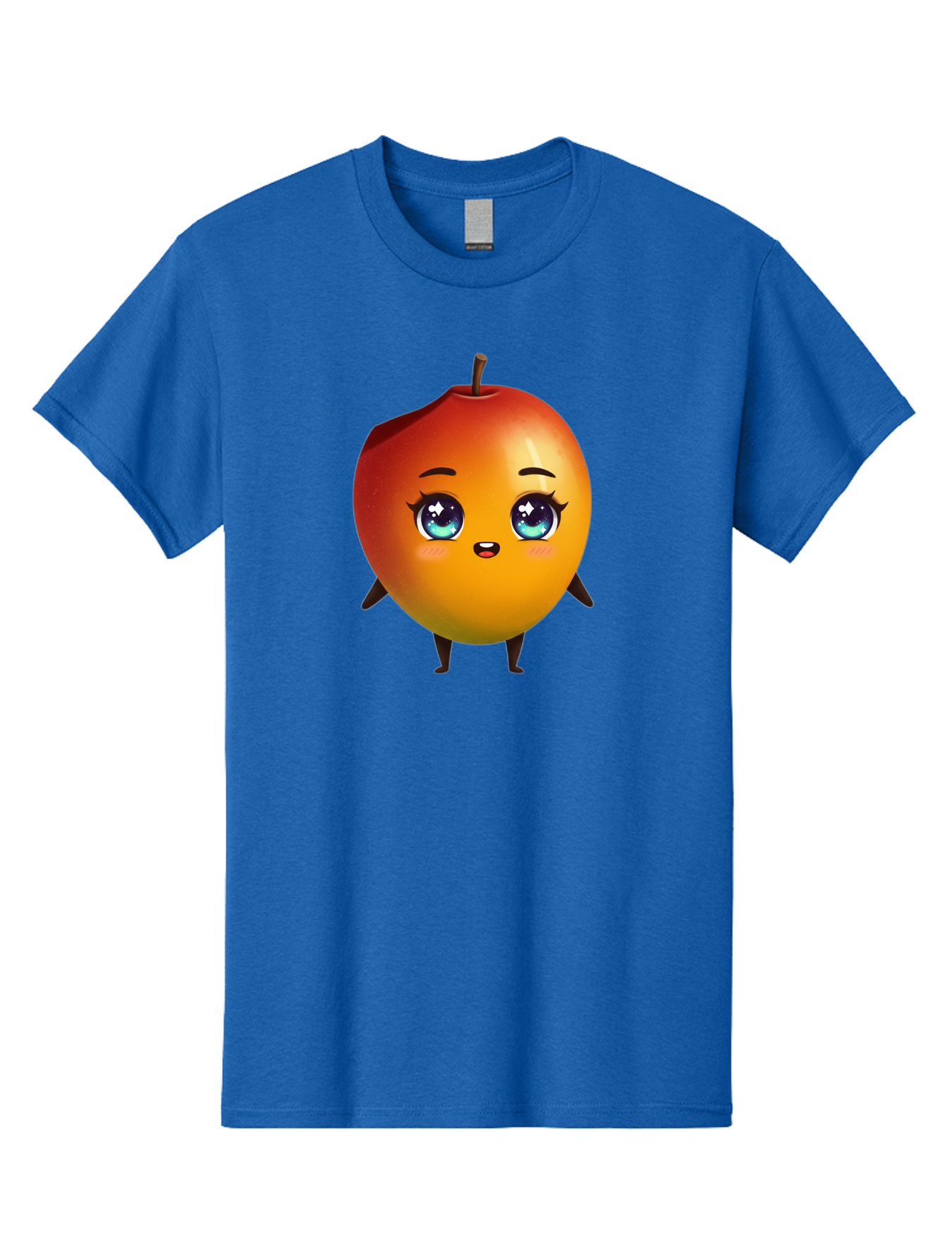 Mango-1 Men'S Graphic Tee, 100% Cotton, Comfortable Casual Summer Wear, Machine Washable, Cartoon Apple, Kawaii Fruit, Adorable Character, Big Eyes, Sweet Expression, Playful Design, Vibrant Colors, Fun Illustration, Kawaii Art Bac128