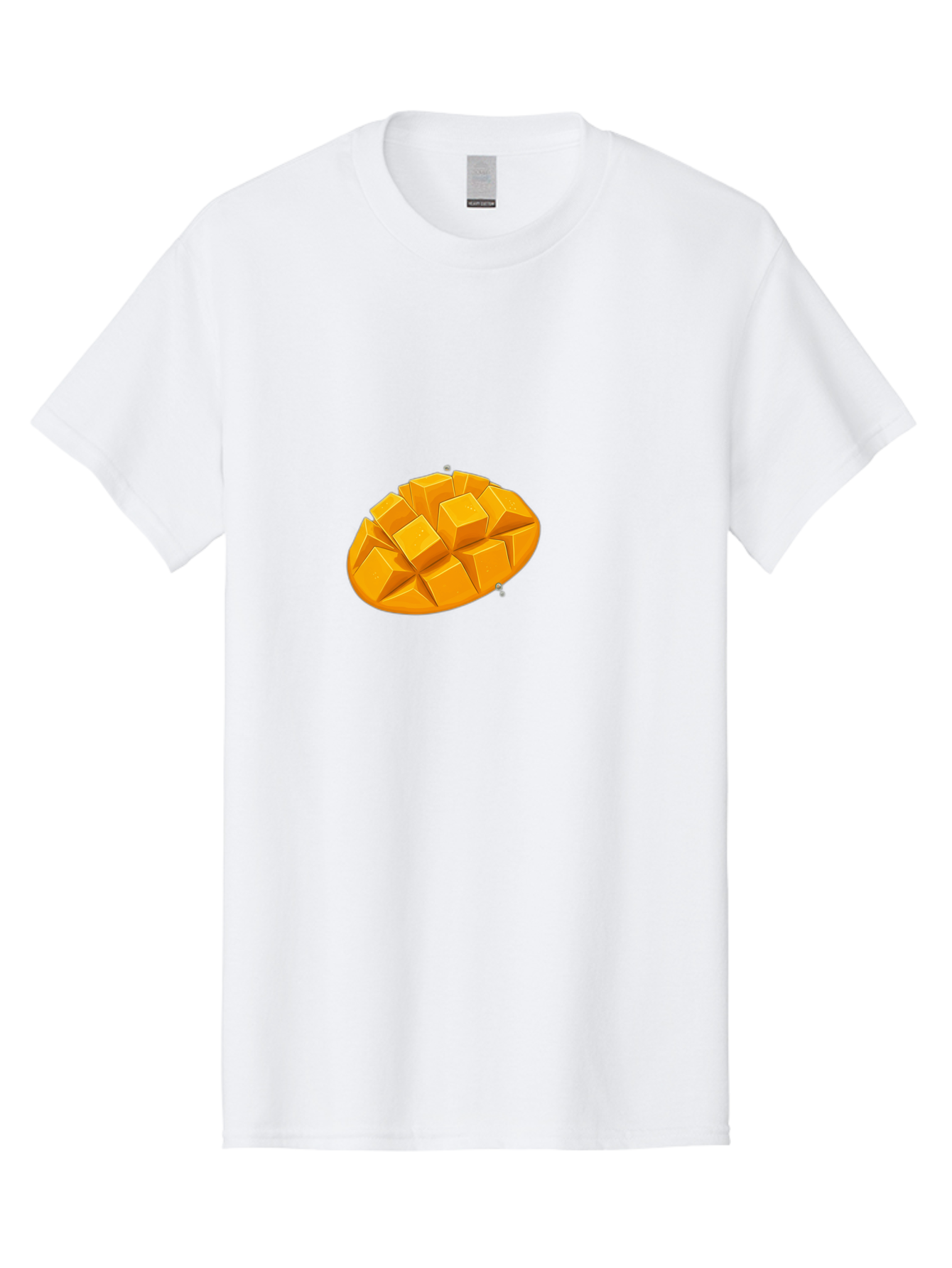 Mango-3 Men'S Graphic Tee, 100% Cotton, Comfortable Casual Summer Wear, Machine Washable, Cubed Mango, Diced Mango, Mango Fruit, Orange Fruit, 3D Illustration, Mango Chunks, Vibrant Orange, Fruit Graphic, Food Illustration Bac130