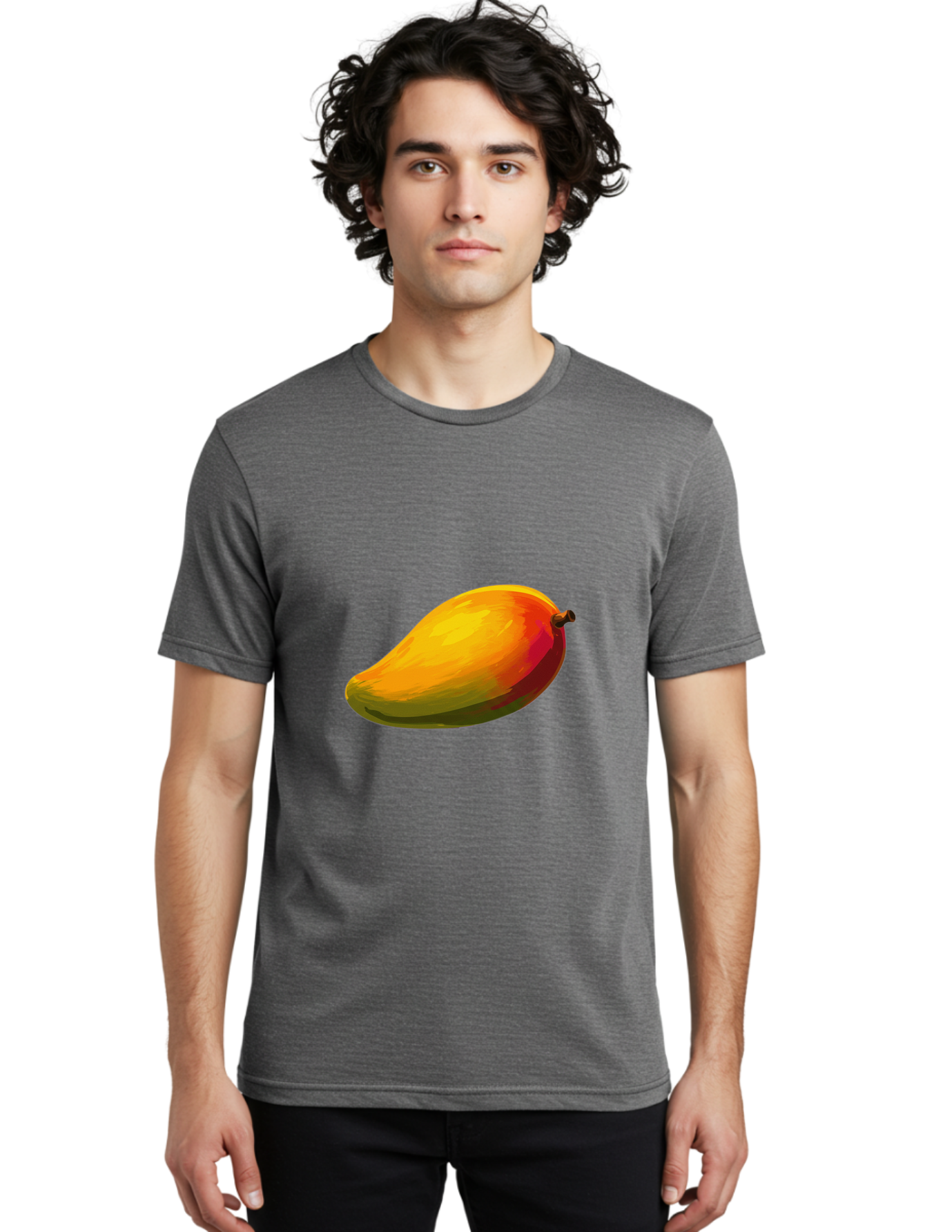 Mango-4 Men'S Graphic Tee, 100% Cotton, Comfortable Casual Summer Wear, Machine Washable, Yellow Mango, Ripe Fruit, Tropical Flavor, Sweet Juice, Vibrant Color, Digital Art, Fruit Illustration, Mango Graphic Bac131