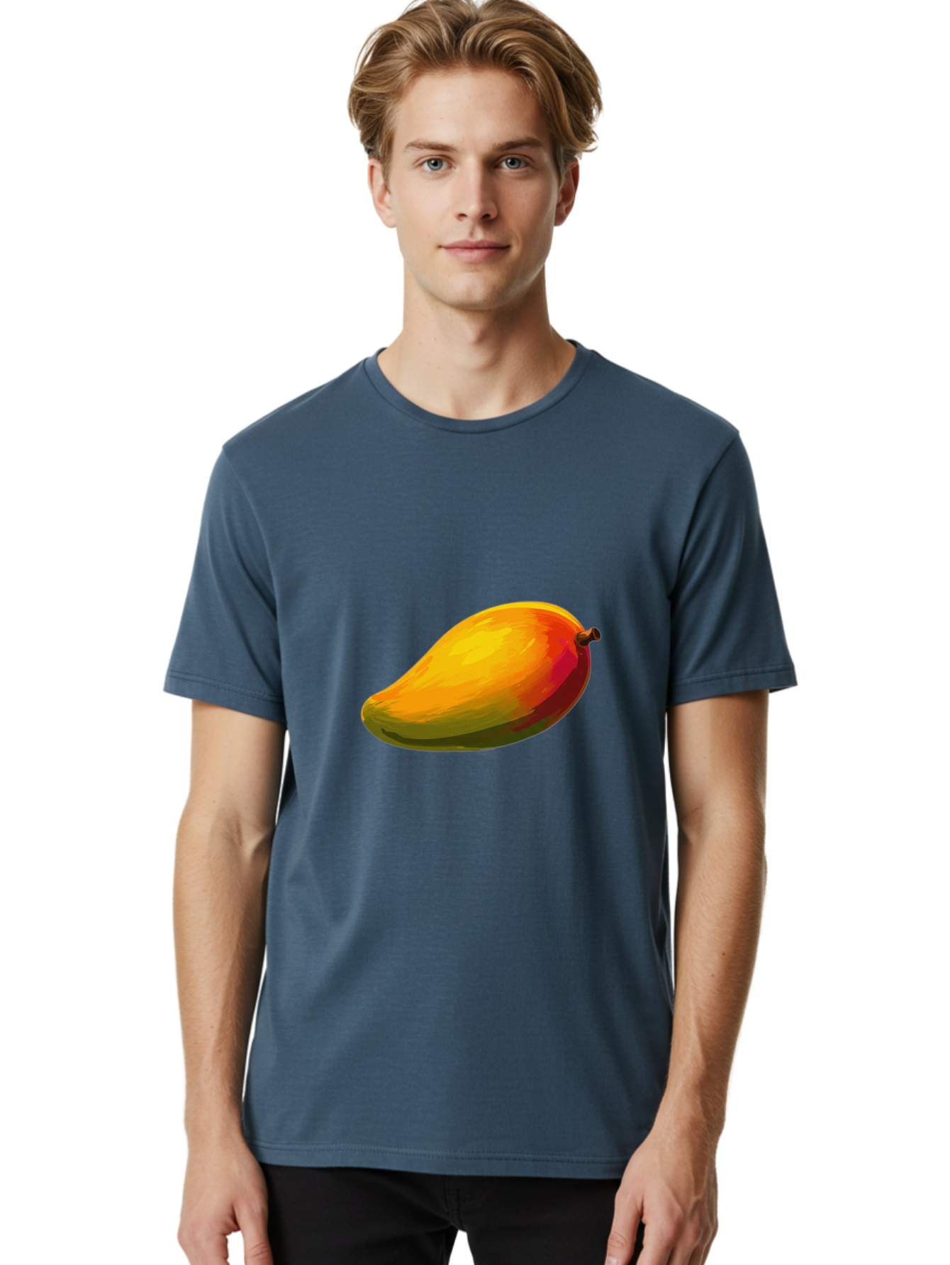 Mango-4 Men'S Graphic Tee, 100% Cotton, Comfortable Casual Summer Wear, Machine Washable, Yellow Mango, Ripe Fruit, Tropical Flavor, Sweet Juice, Vibrant Color, Digital Art, Fruit Illustration, Mango Graphic Bac131