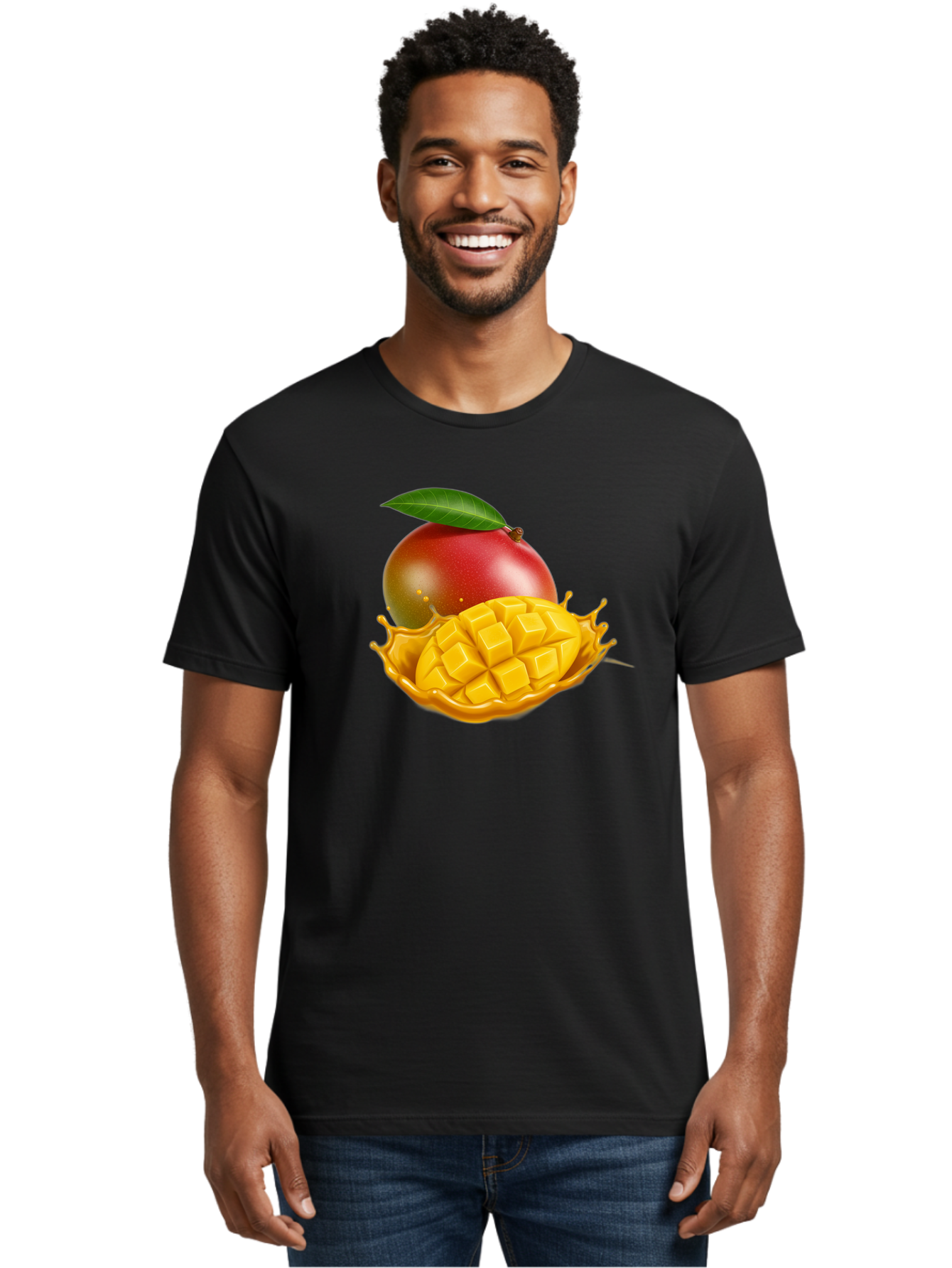 Mango-5 Men'S Graphic Tee, 100% Cotton, Comfortable Casual Summer Wear, Machine Washable, Juicy Mango, Mango Chunks, Fresh Fruit, Yellow Mango, Ripe Mango, Mango Juice, Tropical Flavors, Sweet And Tangy Bac132
