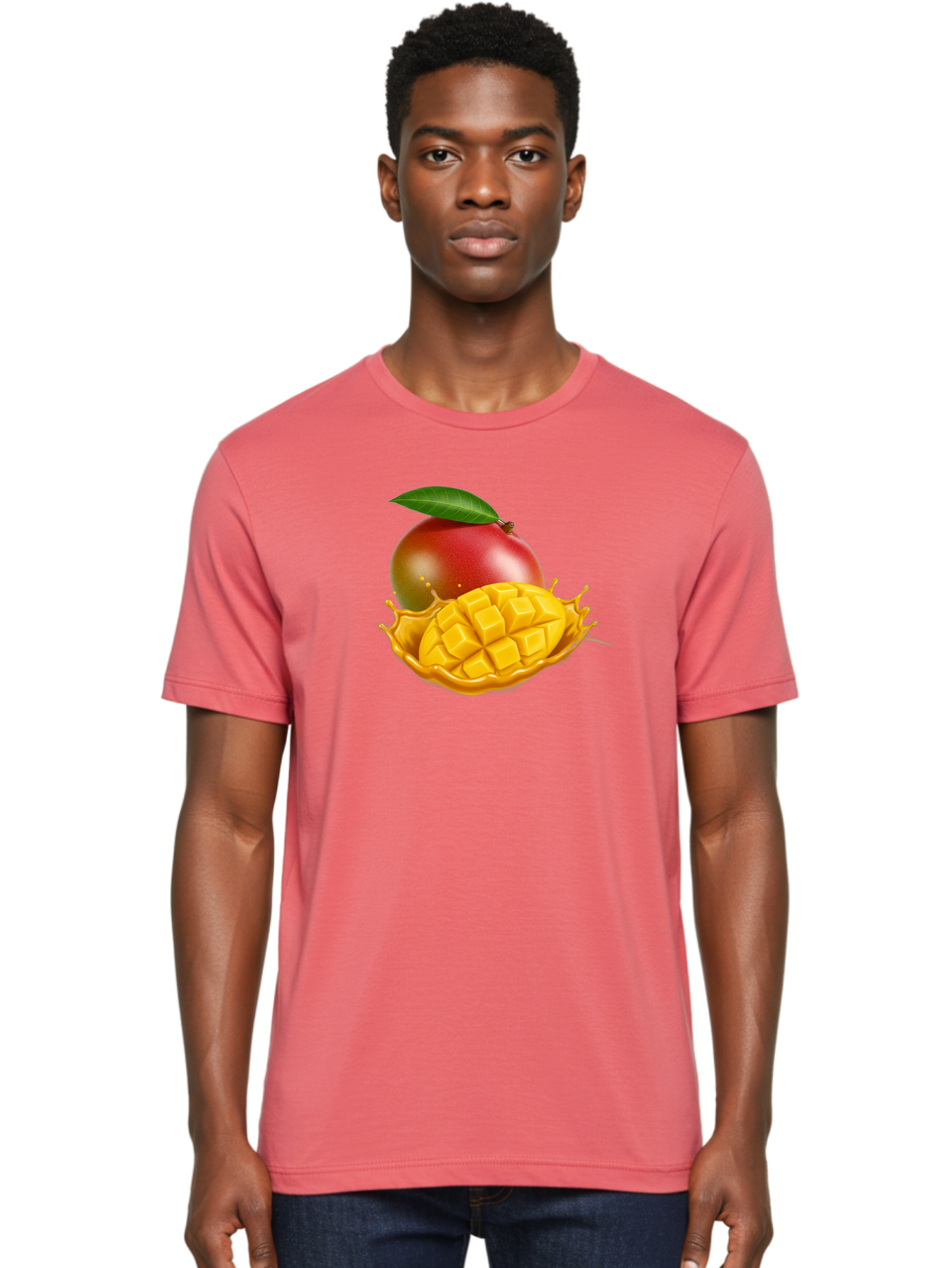 Mango-5 Men'S Graphic Tee, 100% Cotton, Comfortable Casual Summer Wear, Machine Washable, Juicy Mango, Mango Chunks, Fresh Fruit, Yellow Mango, Ripe Mango, Mango Juice, Tropical Flavors, Sweet And Tangy Bac132