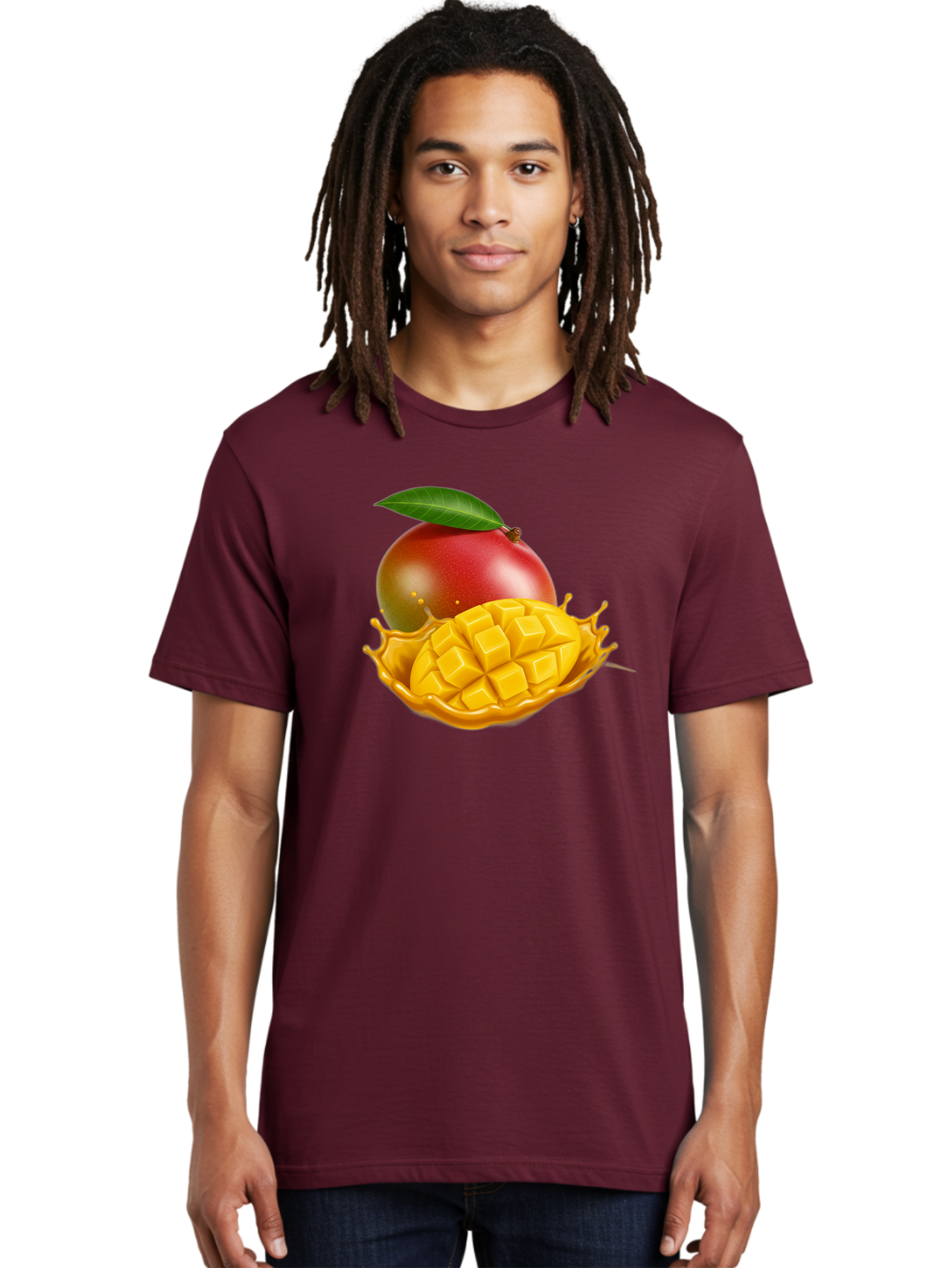 Mango-5 Men'S Graphic Tee, 100% Cotton, Comfortable Casual Summer Wear, Machine Washable, Juicy Mango, Mango Chunks, Fresh Fruit, Yellow Mango, Ripe Mango, Mango Juice, Tropical Flavors, Sweet And Tangy Bac132
