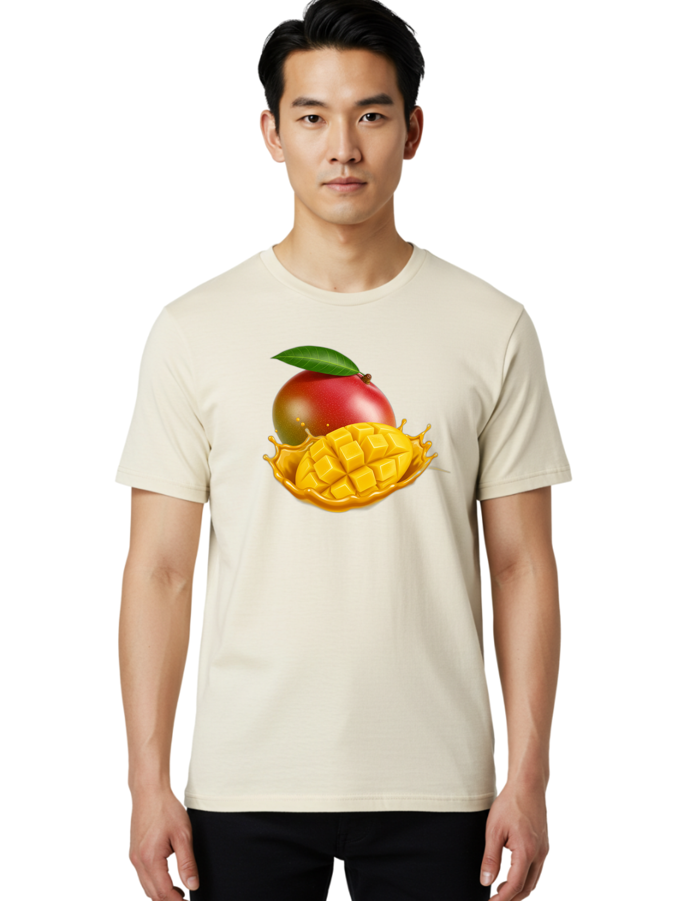 Mango-5 Men'S Graphic Tee, 100% Cotton, Comfortable Casual Summer Wear, Machine Washable, Juicy Mango, Mango Chunks, Fresh Fruit, Yellow Mango, Ripe Mango, Mango Juice, Tropical Flavors, Sweet And Tangy Bac132