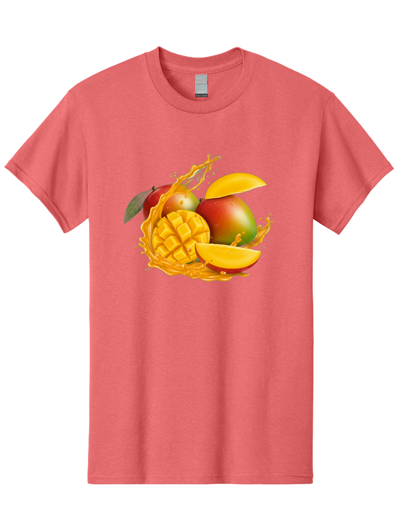 Mango-6 Men'S Graphic Tee, 100% Cotton, Comfortable Casual Summer Wear, Machine Washable, Juicy Mango, Mango Slices, Mango Chunks, Fresh Fruit, Tropical Fruit, Vibrant Colors, Splashing Juice, Mango Juice Bac133