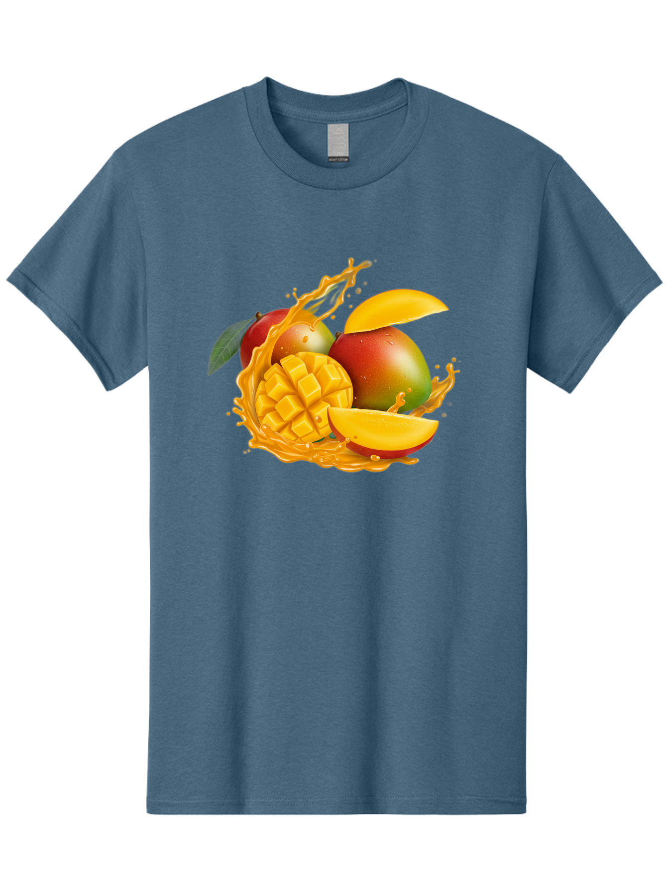 Mango-6 Men'S Graphic Tee, 100% Cotton, Comfortable Casual Summer Wear, Machine Washable, Juicy Mango, Mango Slices, Mango Chunks, Fresh Fruit, Tropical Fruit, Vibrant Colors, Splashing Juice, Mango Juice Bac133