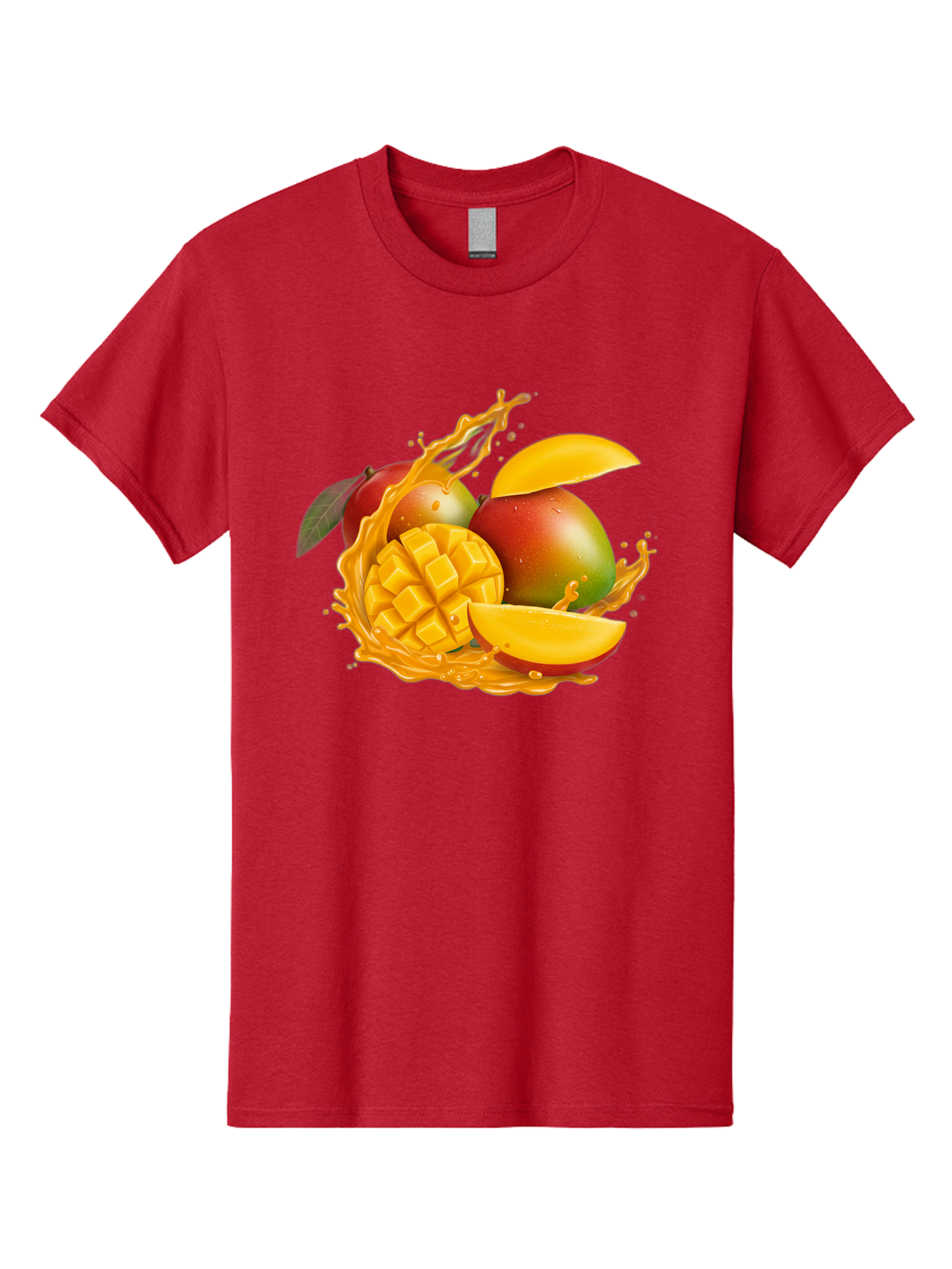 Mango-6 Men'S Graphic Tee, 100% Cotton, Comfortable Casual Summer Wear, Machine Washable, Juicy Mango, Mango Slices, Mango Chunks, Fresh Fruit, Tropical Fruit, Vibrant Colors, Splashing Juice, Mango Juice Bac133