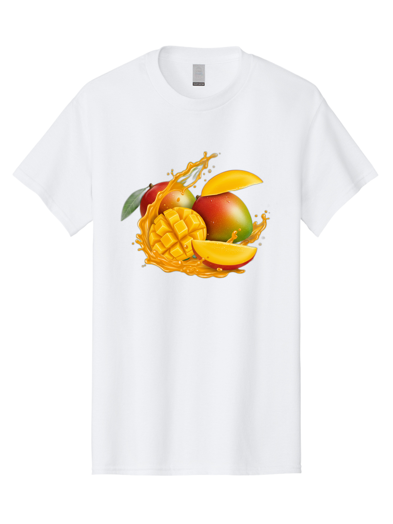 Mango-6 Men'S Graphic Tee, 100% Cotton, Comfortable Casual Summer Wear, Machine Washable, Juicy Mango, Mango Slices, Mango Chunks, Fresh Fruit, Tropical Fruit, Vibrant Colors, Splashing Juice, Mango Juice Bac133