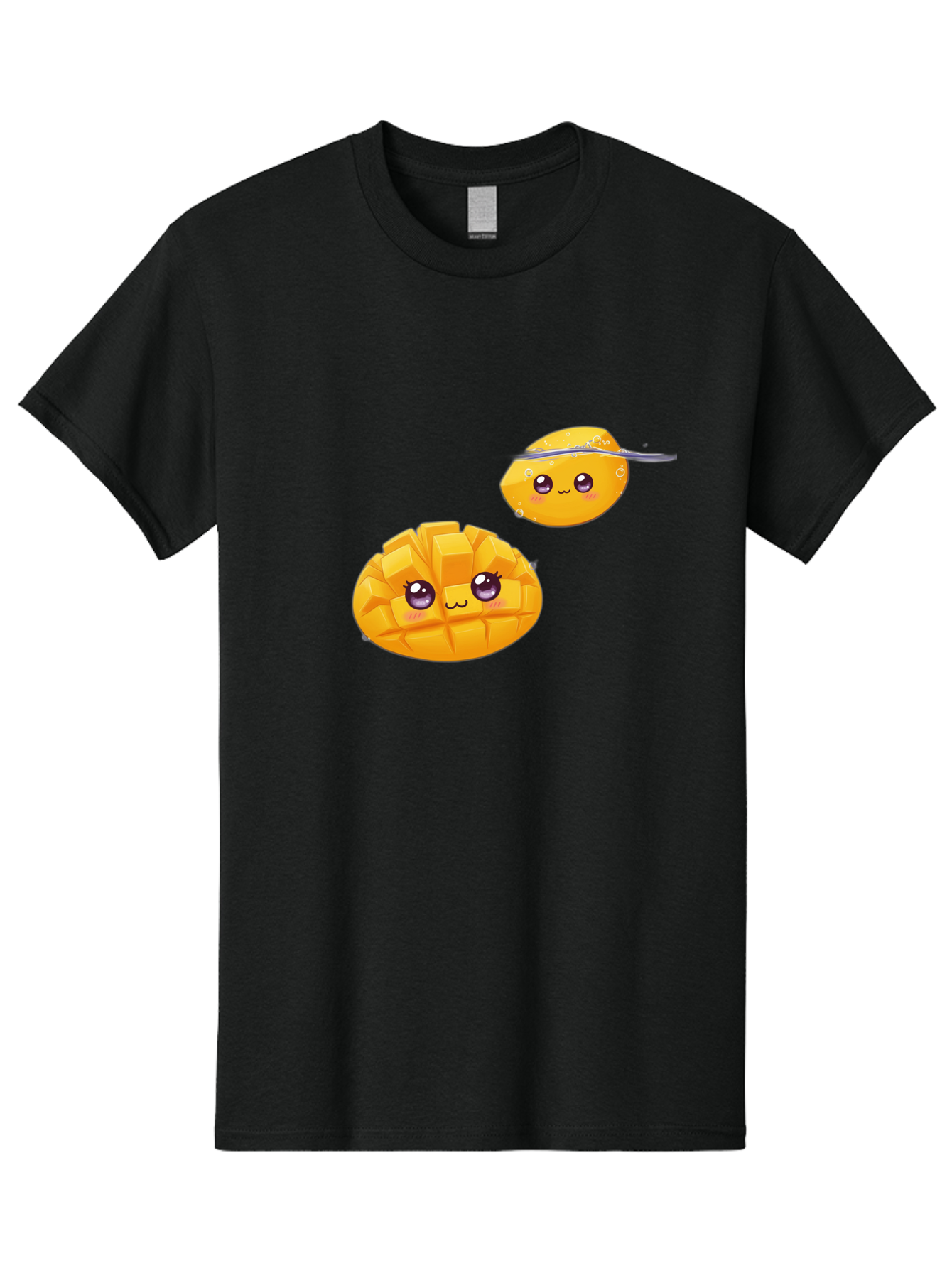 Mango-Characters Men'S Graphic Tee, 100% Cotton, Comfortable Casual Summer Wear, Machine Washable, Cartoon Mangoes, Cute Fruit, Kawaii Characters, Smiling Faces, Playful Illustration, Adorable Graphics, Tropical Fruit, Fun Design Bac138