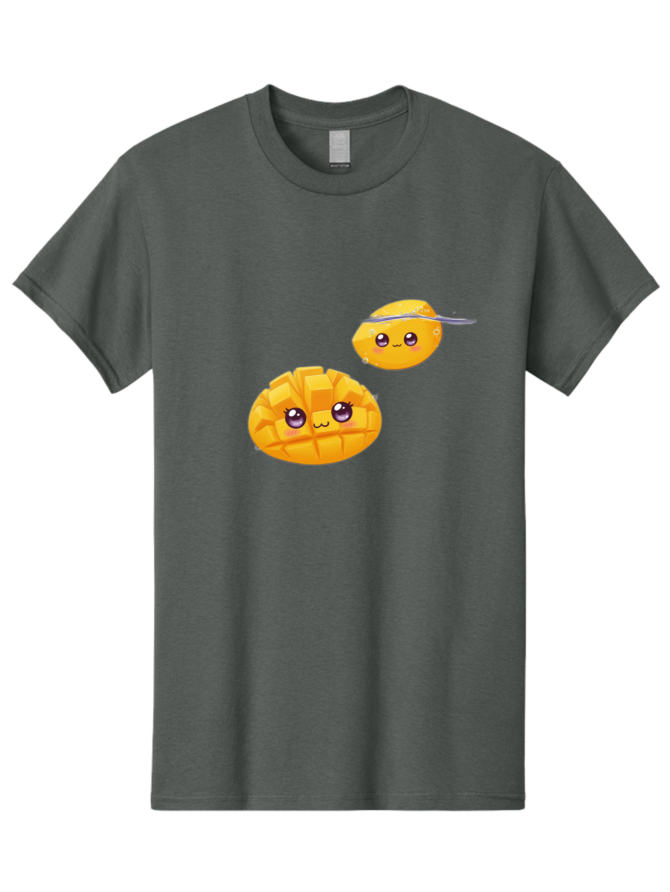 Mango-Characters Men'S Graphic Tee, 100% Cotton, Comfortable Casual Summer Wear, Machine Washable, Cartoon Mangoes, Cute Fruit, Kawaii Characters, Smiling Faces, Playful Illustration, Adorable Graphics, Tropical Fruit, Fun Design Bac138