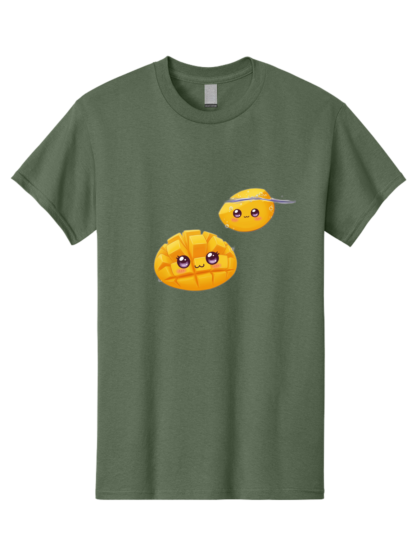 Mango-Characters Men'S Graphic Tee, 100% Cotton, Comfortable Casual Summer Wear, Machine Washable, Cartoon Mangoes, Cute Fruit, Kawaii Characters, Smiling Faces, Playful Illustration, Adorable Graphics, Tropical Fruit, Fun Design Bac138