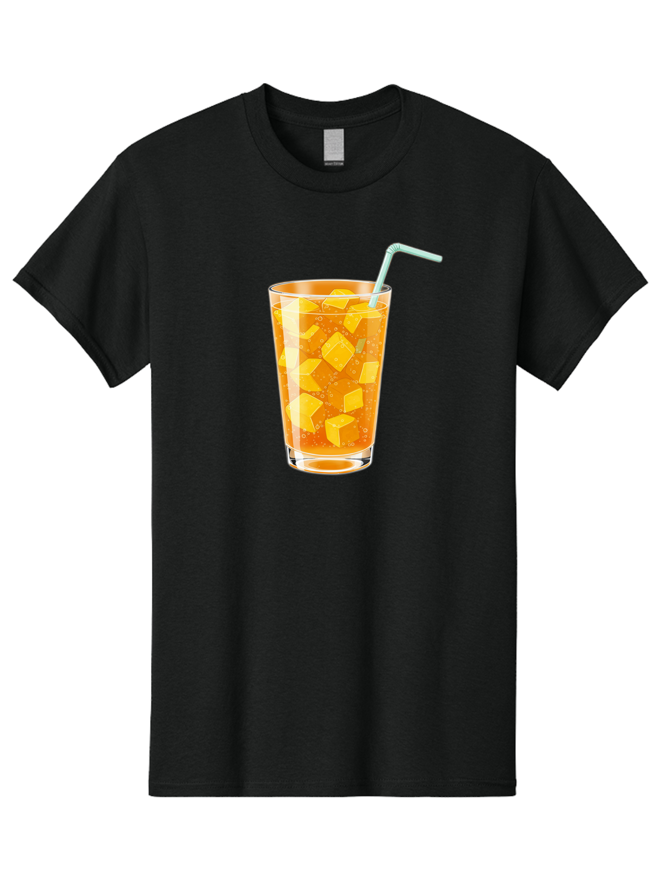 Mango-Drink Men'S Graphic Tee, 100% Cotton, Comfortable Casual Summer Wear, Machine Washable, Mango Juice, Refreshing Drink, Cold Beverage, Fruit Cubes, Glass With Straw, Summer Drink, Healthy Drink, Mango Flavor, Fizzy Drink, Citrus Drink Bac141