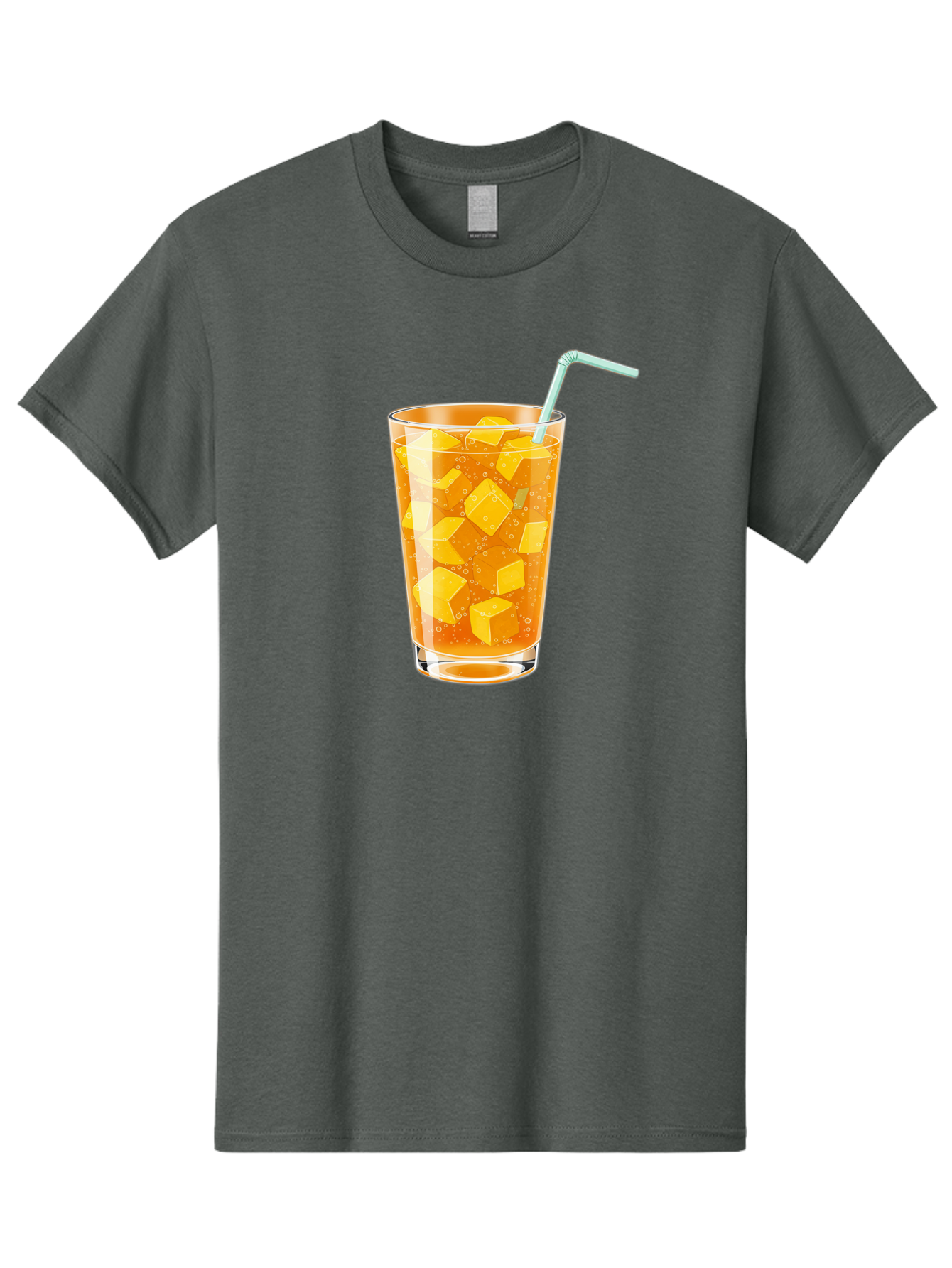 Mango-Drink Men'S Graphic Tee, 100% Cotton, Comfortable Casual Summer Wear, Machine Washable, Mango Juice, Refreshing Drink, Cold Beverage, Fruit Cubes, Glass With Straw, Summer Drink, Healthy Drink, Mango Flavor, Fizzy Drink, Citrus Drink Bac141