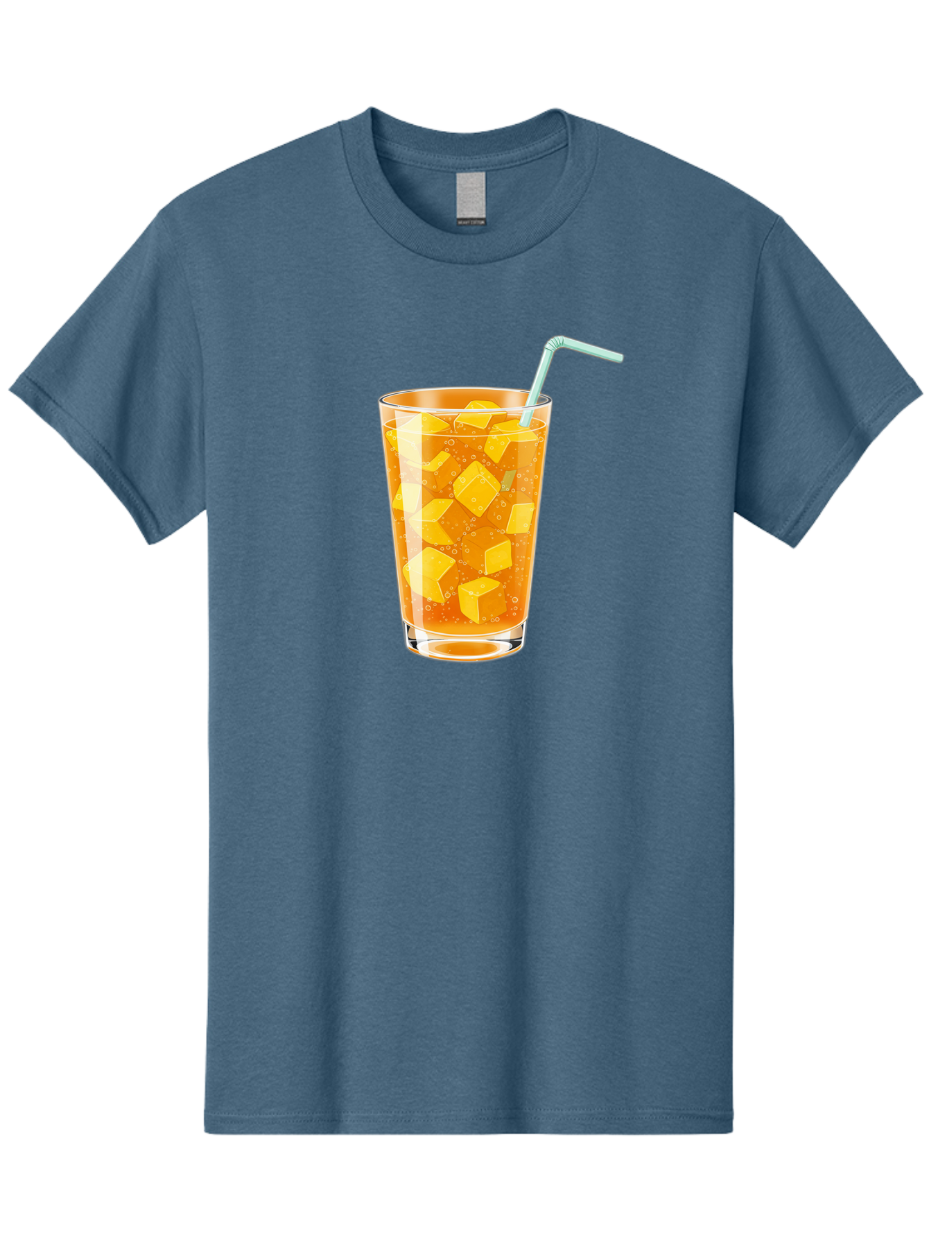 Mango-Drink Men'S Graphic Tee, 100% Cotton, Comfortable Casual Summer Wear, Machine Washable, Mango Juice, Refreshing Drink, Cold Beverage, Fruit Cubes, Glass With Straw, Summer Drink, Healthy Drink, Mango Flavor, Fizzy Drink, Citrus Drink Bac141