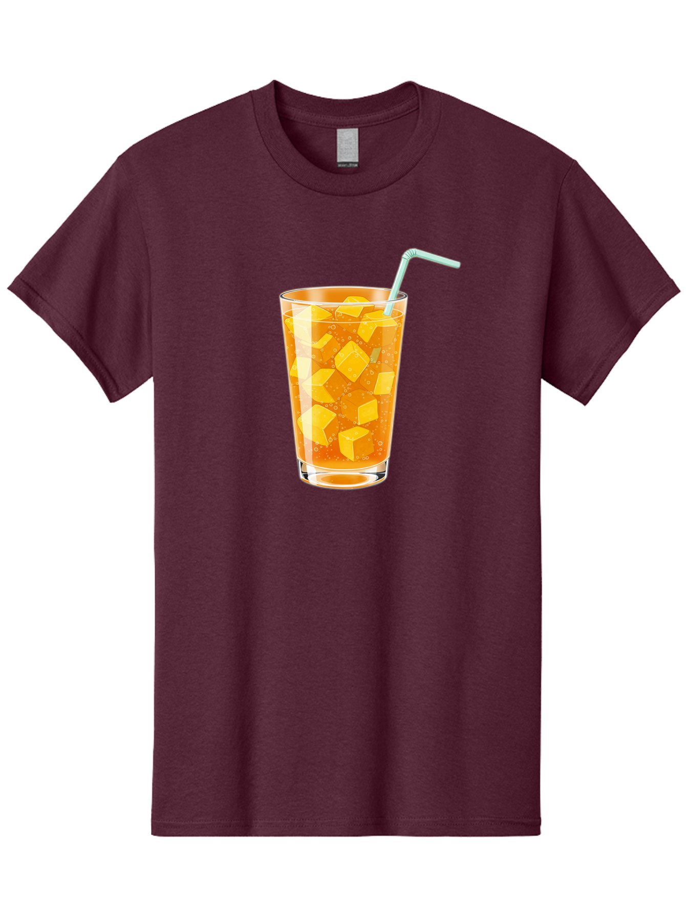 Mango-Drink Men'S Graphic Tee, 100% Cotton, Comfortable Casual Summer Wear, Machine Washable, Mango Juice, Refreshing Drink, Cold Beverage, Fruit Cubes, Glass With Straw, Summer Drink, Healthy Drink, Mango Flavor, Fizzy Drink, Citrus Drink Bac141