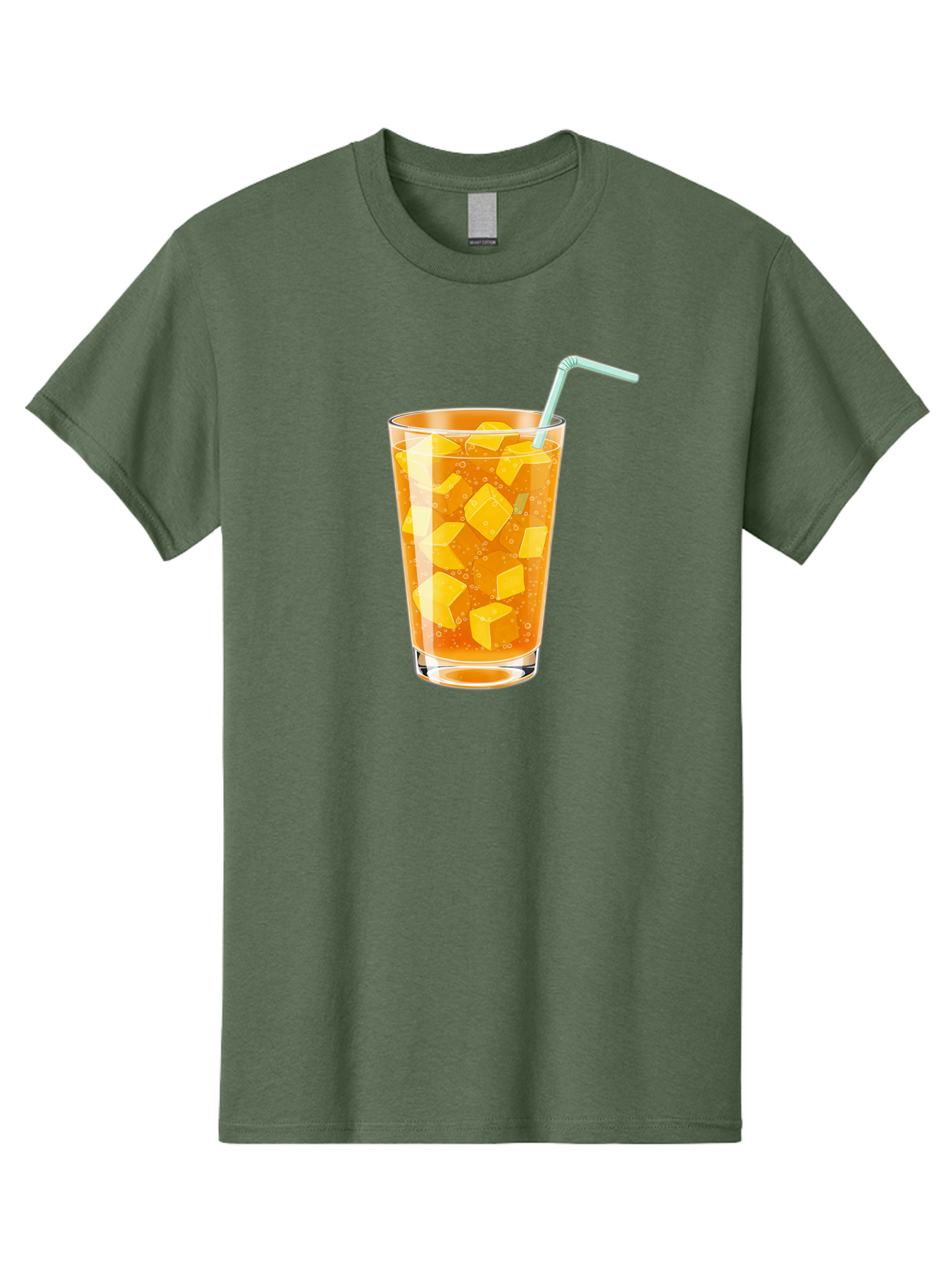 Mango-Drink Men'S Graphic Tee, 100% Cotton, Comfortable Casual Summer Wear, Machine Washable, Mango Juice, Refreshing Drink, Cold Beverage, Fruit Cubes, Glass With Straw, Summer Drink, Healthy Drink, Mango Flavor, Fizzy Drink, Citrus Drink Bac141
