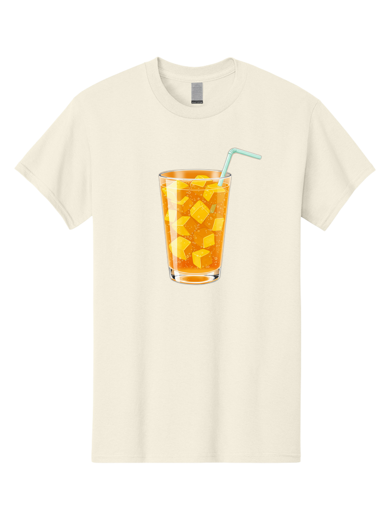 Mango-Drink Men'S Graphic Tee, 100% Cotton, Comfortable Casual Summer Wear, Machine Washable, Mango Juice, Refreshing Drink, Cold Beverage, Fruit Cubes, Glass With Straw, Summer Drink, Healthy Drink, Mango Flavor, Fizzy Drink, Citrus Drink Bac141