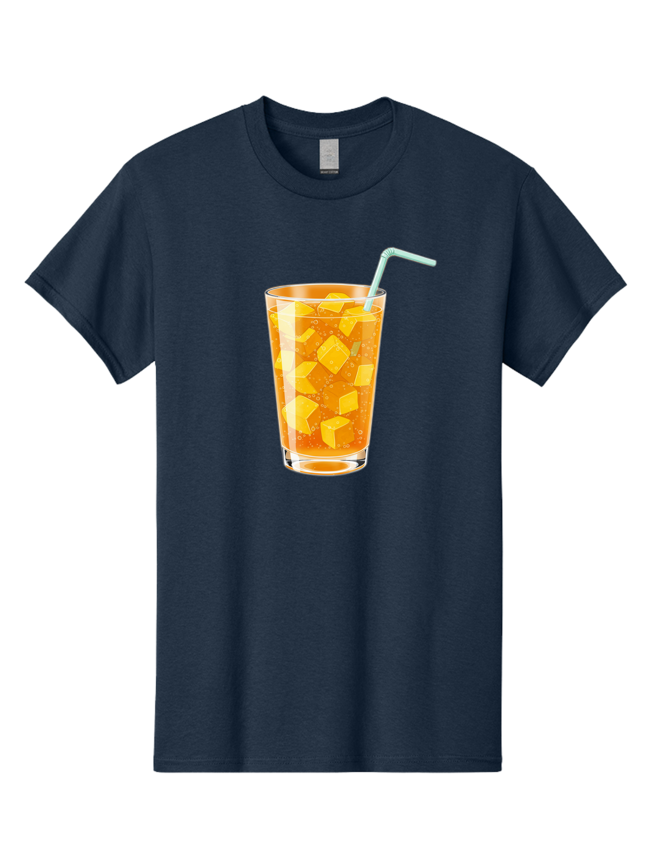 Mango-Drink Men'S Graphic Tee, 100% Cotton, Comfortable Casual Summer Wear, Machine Washable, Mango Juice, Refreshing Drink, Cold Beverage, Fruit Cubes, Glass With Straw, Summer Drink, Healthy Drink, Mango Flavor, Fizzy Drink, Citrus Drink Bac141