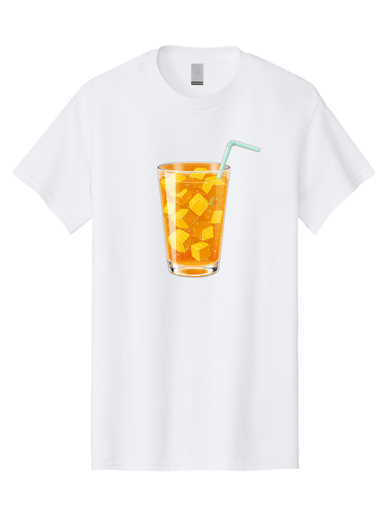 Mango-Drink Men'S Graphic Tee, 100% Cotton, Comfortable Casual Summer Wear, Machine Washable, Mango Juice, Refreshing Drink, Cold Beverage, Fruit Cubes, Glass With Straw, Summer Drink, Healthy Drink, Mango Flavor, Fizzy Drink, Citrus Drink Bac141