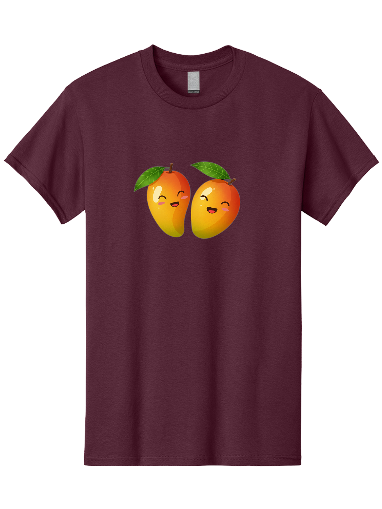 Mango-Emoticons Men'S Graphic Tee, 100% Cotton, Comfortable Casual Summer Wear, Machine Washable, Cartoon Mangoes, Happy Faces, Smiling Fruits, Vibrant Orange, Green Leaves, Cute Illustration, Fruit Emoji, Kawaii Art, Digital Art, Bac142