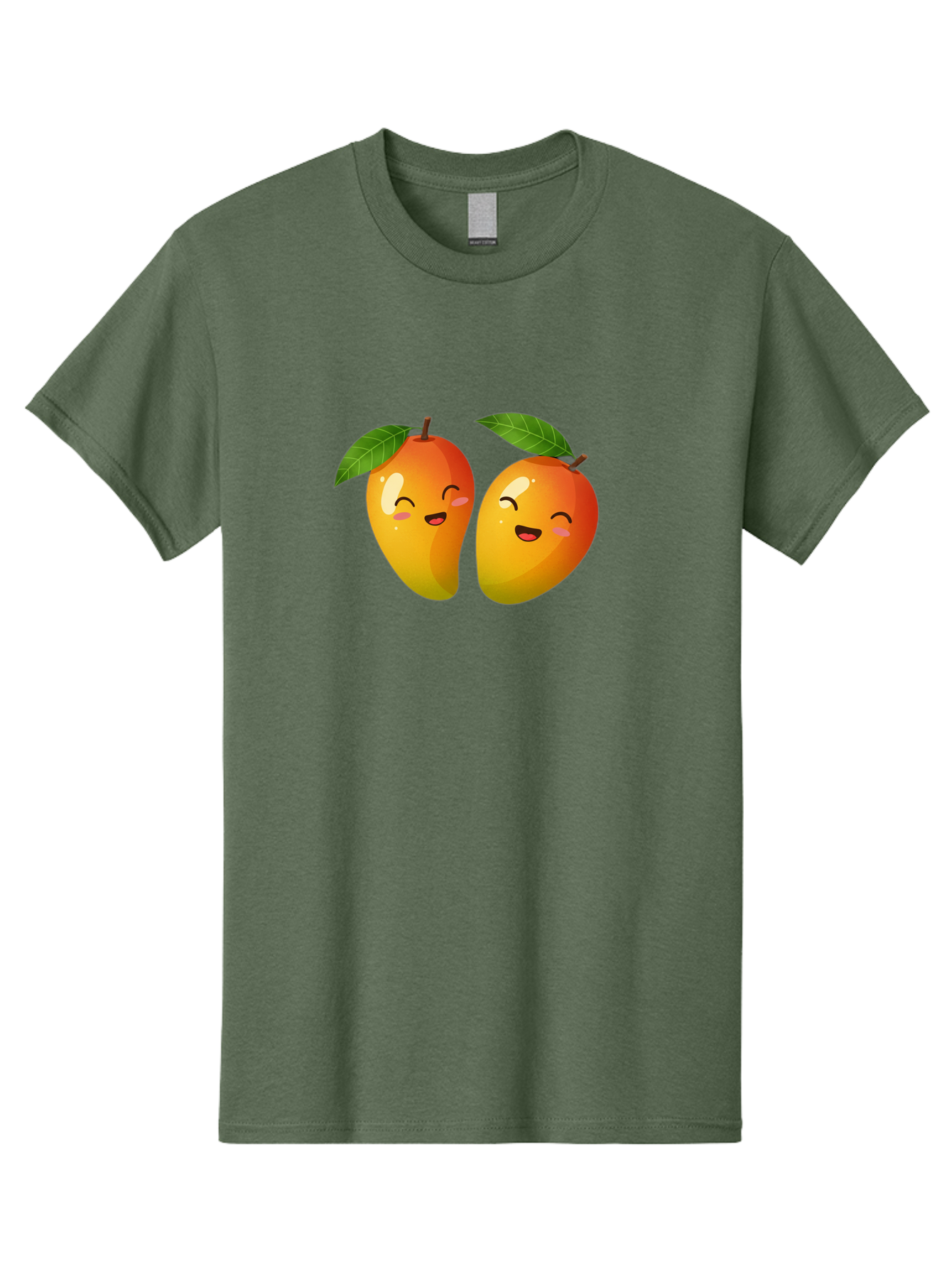 Mango-Emoticons Men'S Graphic Tee, 100% Cotton, Comfortable Casual Summer Wear, Machine Washable, Cartoon Mangoes, Happy Faces, Smiling Fruits, Vibrant Orange, Green Leaves, Cute Illustration, Fruit Emoji, Kawaii Art, Digital Art, Bac142