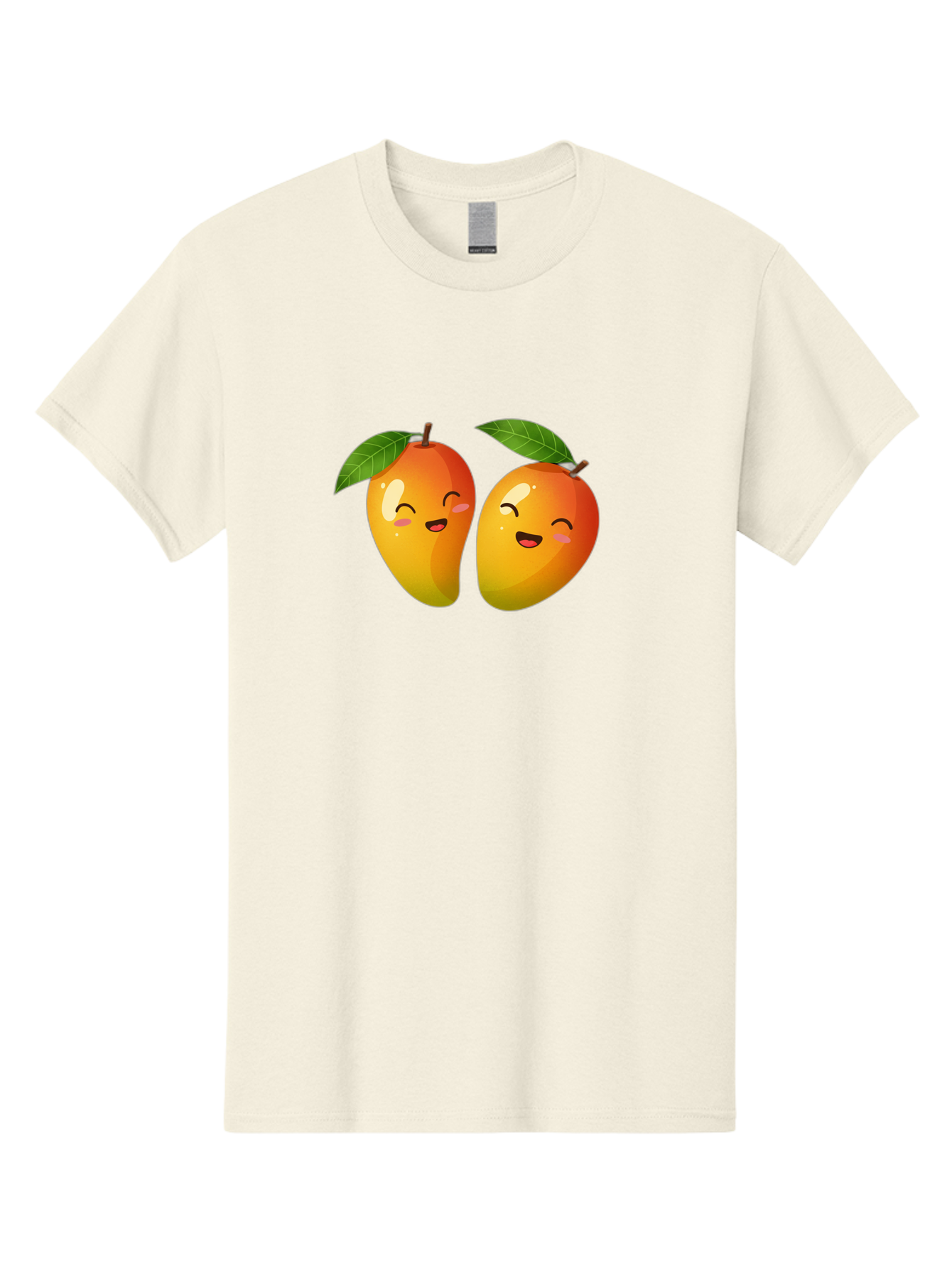 Mango-Emoticons Men'S Graphic Tee, 100% Cotton, Comfortable Casual Summer Wear, Machine Washable, Cartoon Mangoes, Happy Faces, Smiling Fruits, Vibrant Orange, Green Leaves, Cute Illustration, Fruit Emoji, Kawaii Art, Digital Art, Bac142