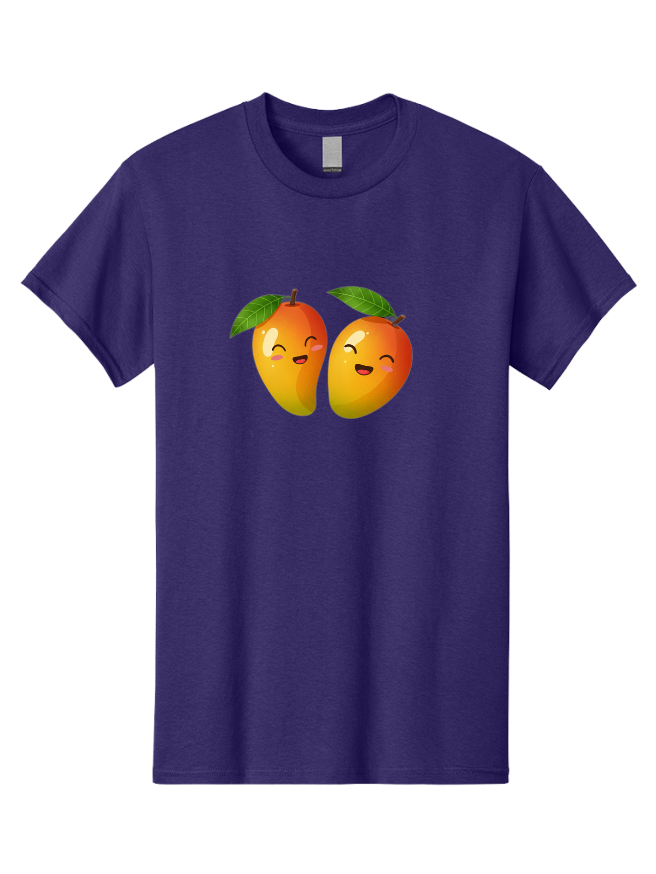 Mango-Emoticons Men'S Graphic Tee, 100% Cotton, Comfortable Casual Summer Wear, Machine Washable, Cartoon Mangoes, Happy Faces, Smiling Fruits, Vibrant Orange, Green Leaves, Cute Illustration, Fruit Emoji, Kawaii Art, Digital Art, Bac142