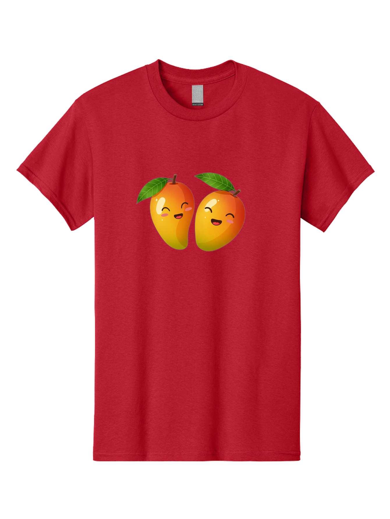Mango-Emoticons Men'S Graphic Tee, 100% Cotton, Comfortable Casual Summer Wear, Machine Washable, Cartoon Mangoes, Happy Faces, Smiling Fruits, Vibrant Orange, Green Leaves, Cute Illustration, Fruit Emoji, Kawaii Art, Digital Art, Bac142