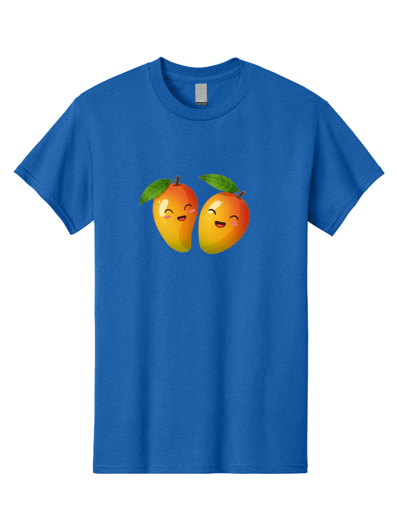 Mango-Emoticons Men'S Graphic Tee, 100% Cotton, Comfortable Casual Summer Wear, Machine Washable, Cartoon Mangoes, Happy Faces, Smiling Fruits, Vibrant Orange, Green Leaves, Cute Illustration, Fruit Emoji, Kawaii Art, Digital Art, Bac142