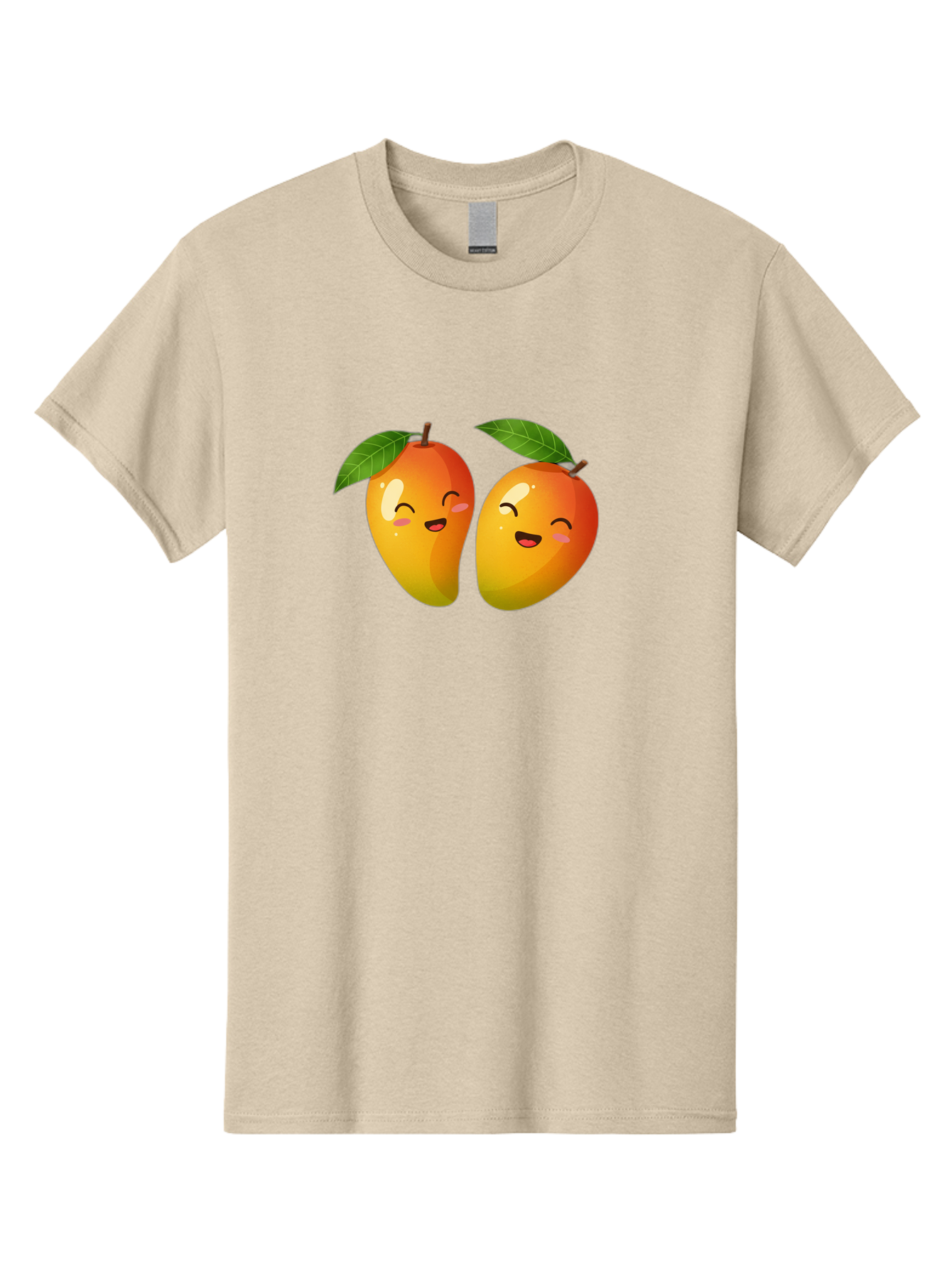 Mango-Emoticons Men'S Graphic Tee, 100% Cotton, Comfortable Casual Summer Wear, Machine Washable, Cartoon Mangoes, Happy Faces, Smiling Fruits, Vibrant Orange, Green Leaves, Cute Illustration, Fruit Emoji, Kawaii Art, Digital Art, Bac142
