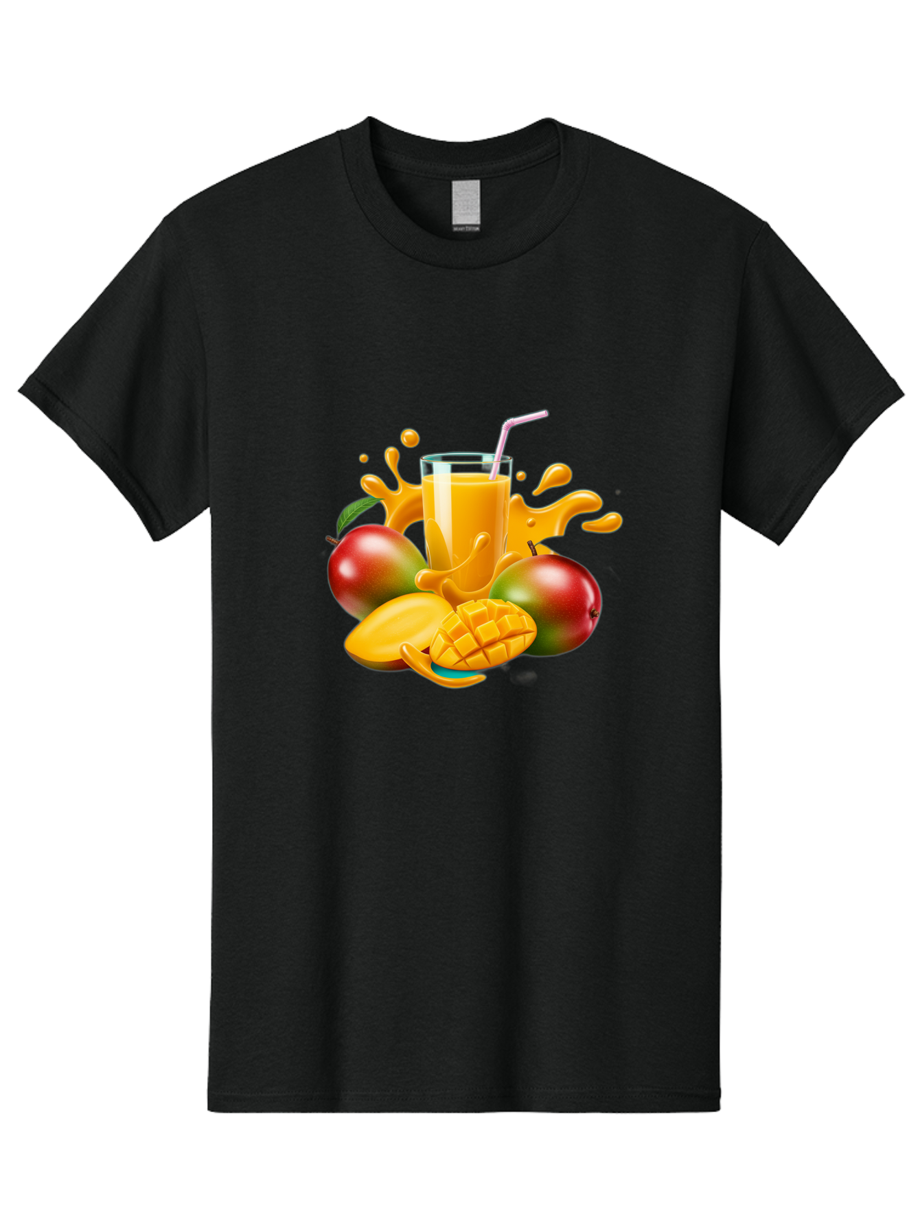 Mango-Juice-4 Men'S Graphic Tee, 100% Cotton, Comfortable Casual Summer Wear, Machine Washable, Fresh Mango Juice, Ripe Mangoes, Healthy Drink, Refreshing Beverage, Tropical Flavors, Fruit Smoothie, Vibrant Colors, Juice Splash Bac148
