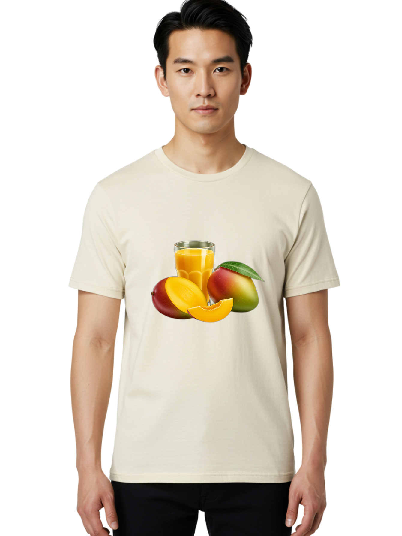 Mango-Juice-5 Men'S Graphic Tee, 100% Cotton, Comfortable Casual Summer Wear, Machine Washable, Fresh Mango, Mango Juice, Tropical Flavors, Refreshing Drink, Healthy Beverage, Sliced Mango, Whole Mango, Fruit Juice, Natural Ingredients, Bac149