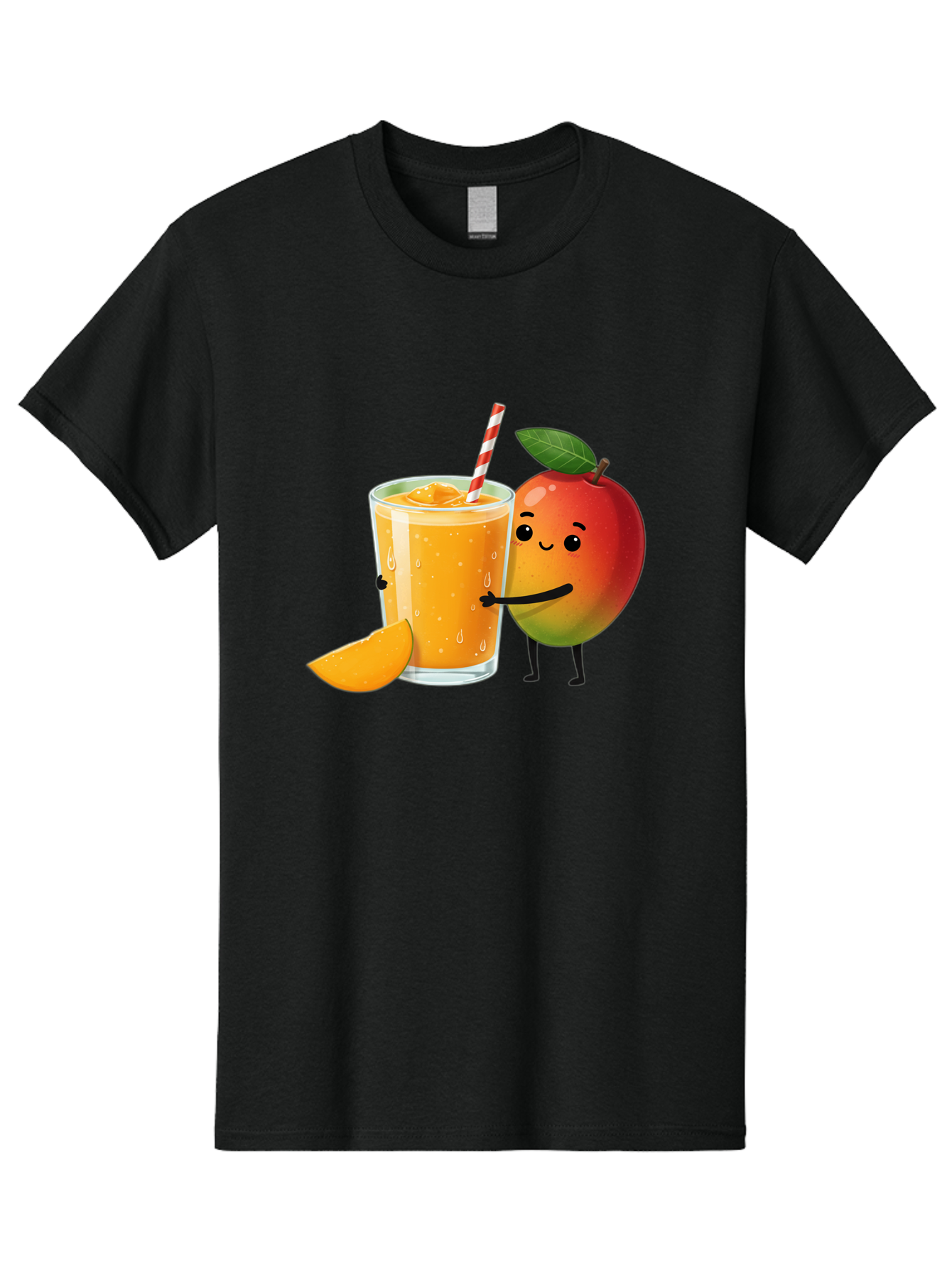 Mango-Juice Men'S Graphic Tee, 100% Cotton, Comfortable Casual Summer Wear, Machine Washable, Mango Juice, Cartoon Characters, Orange Juice, Fruit Juice, Healthy Drink, Refreshing Beverage, Smiling Mango, Cute Character, Orange Drink Bac150