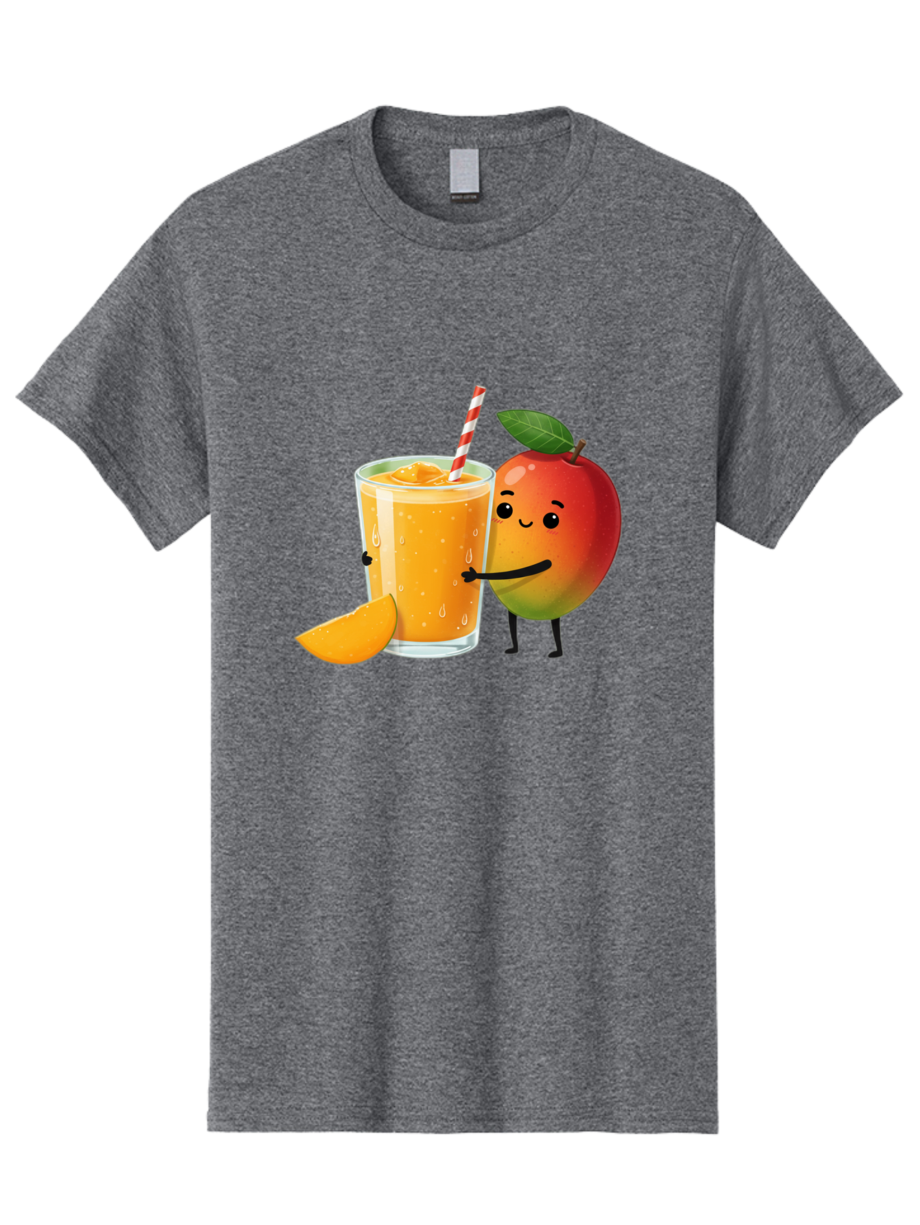 Mango-Juice Men'S Graphic Tee, 100% Cotton, Comfortable Casual Summer Wear, Machine Washable, Mango Juice, Cartoon Characters, Orange Juice, Fruit Juice, Healthy Drink, Refreshing Beverage, Smiling Mango, Cute Character, Orange Drink Bac150