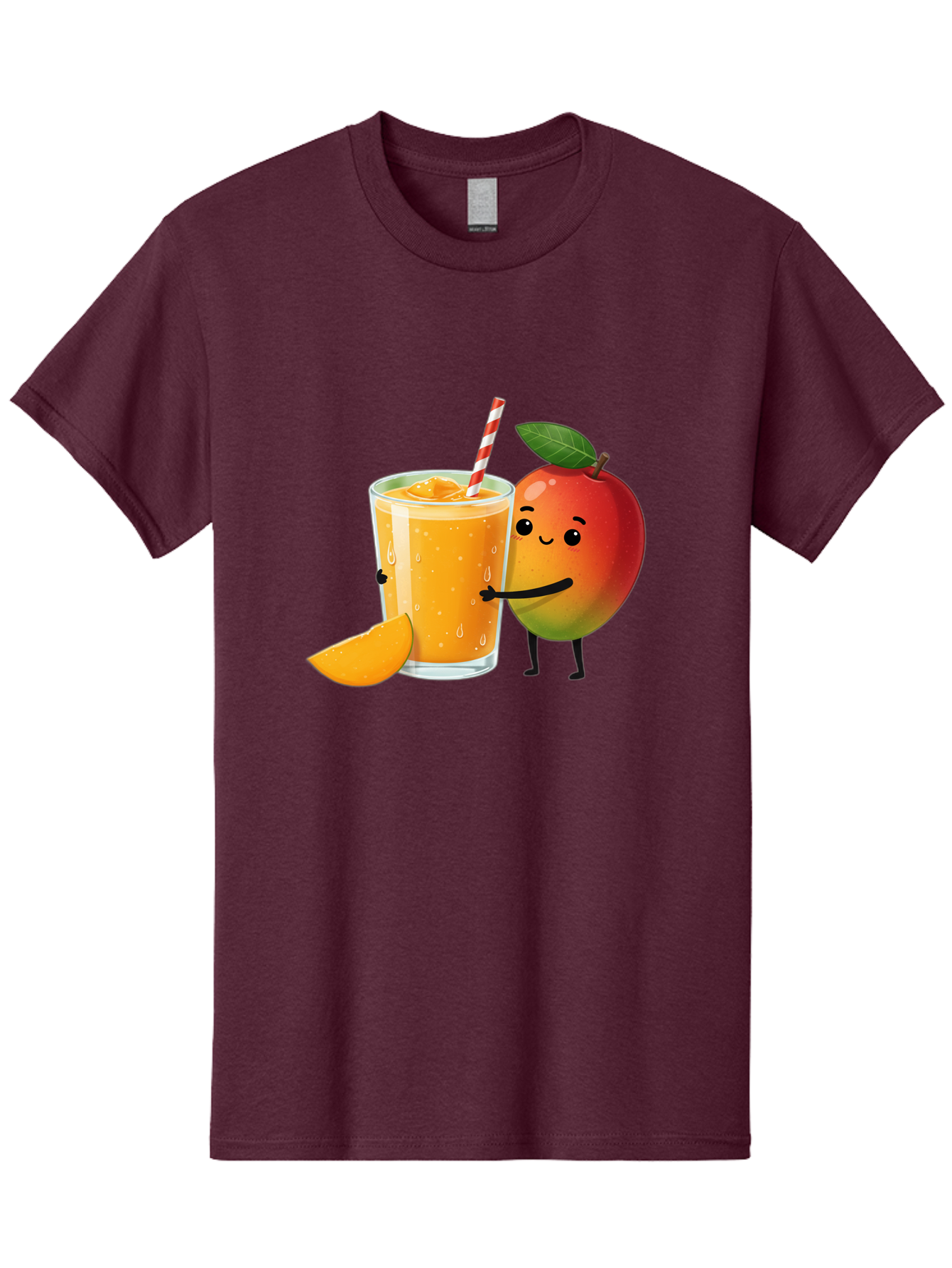 Mango-Juice Men'S Graphic Tee, 100% Cotton, Comfortable Casual Summer Wear, Machine Washable, Mango Juice, Cartoon Characters, Orange Juice, Fruit Juice, Healthy Drink, Refreshing Beverage, Smiling Mango, Cute Character, Orange Drink Bac150