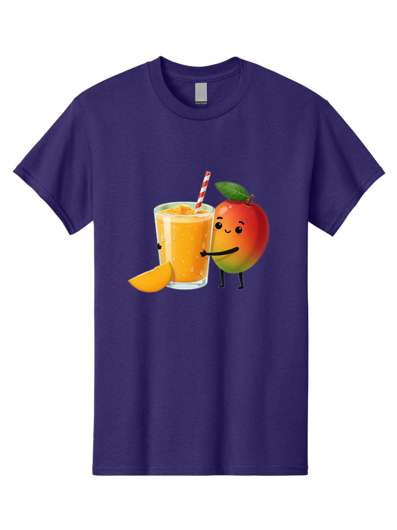 Mango-Juice Men'S Graphic Tee, 100% Cotton, Comfortable Casual Summer Wear, Machine Washable, Mango Juice, Cartoon Characters, Orange Juice, Fruit Juice, Healthy Drink, Refreshing Beverage, Smiling Mango, Cute Character, Orange Drink Bac150