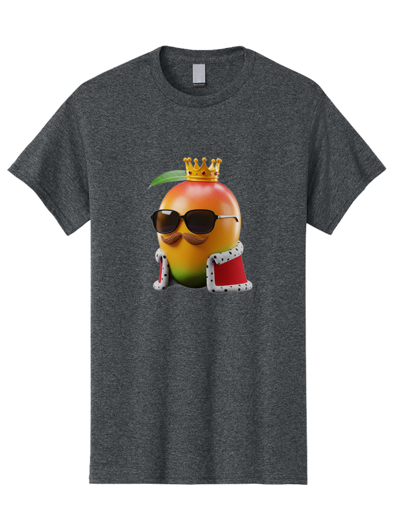 Mango-King Men'S Graphic Tee, 100% Cotton, Comfortable Casual Summer Wear, Machine Washable, Cartoon Mango Character, Mango With Sunglasses, Crown On Mango, Royal Treatment, Funny Fruit, Mango Illustration, Whimsical Design, Playful Art, Bac151