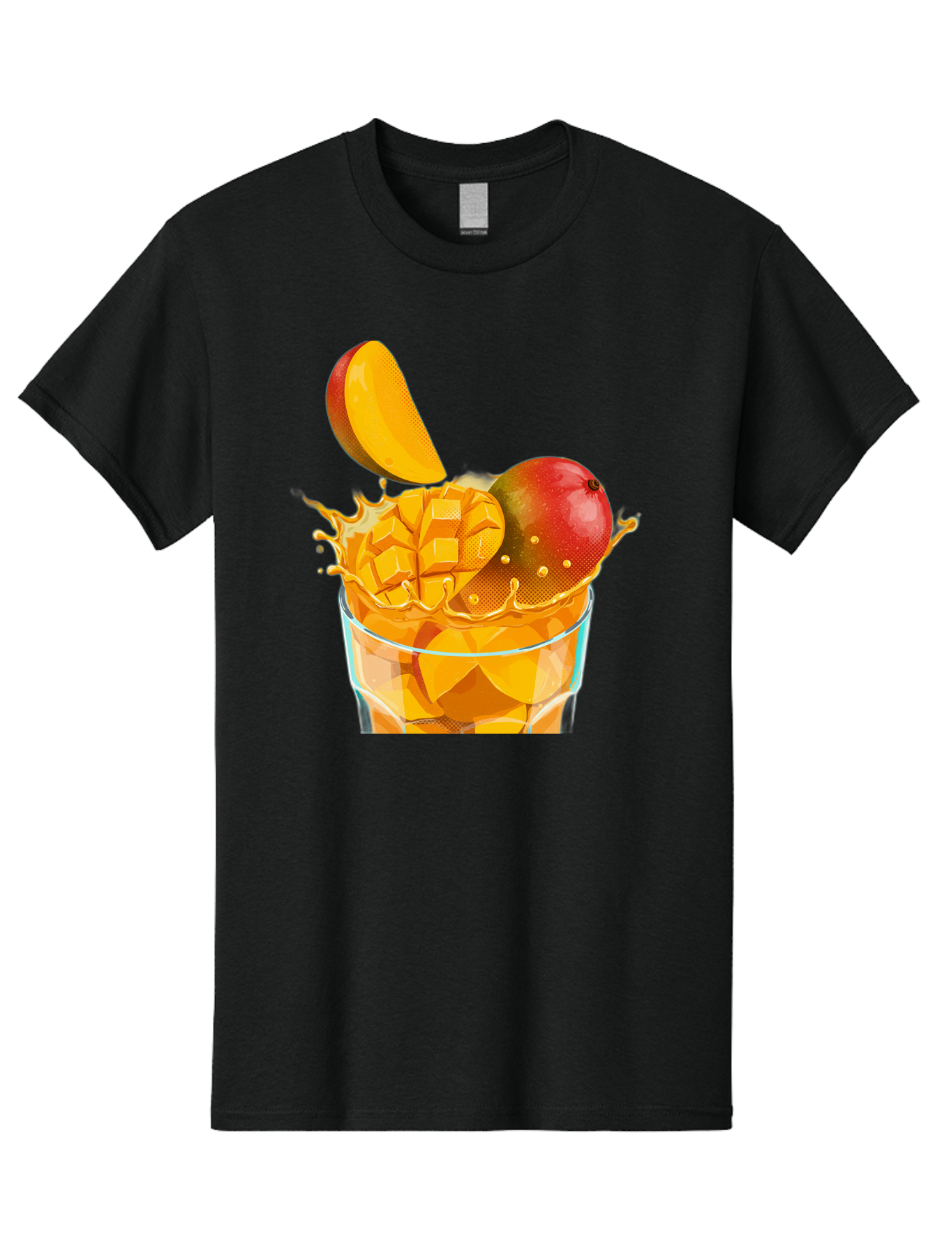 Mango-Smoothie-6 Men'S Graphic Tee, 100% Cotton, Comfortable Casual Summer Wear, Machine Washable, Fresh Mango, Mango Juice, Sliced Mango, Fruit Salad, Summer Drink, Fresh Fruit, Healthy Beverage, Tropical Flavors, Mango Chunks, Bac158