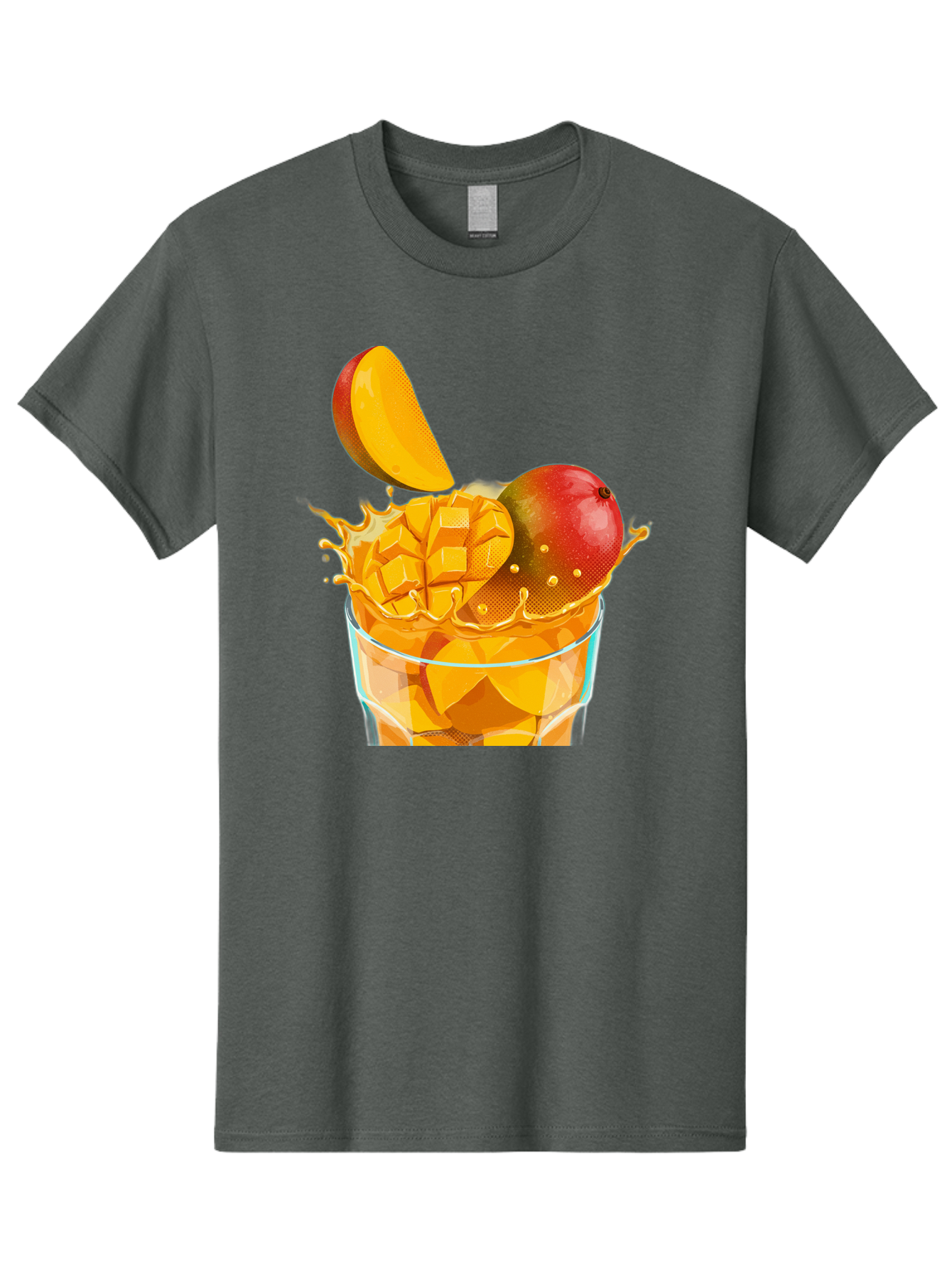 Mango-Smoothie-6 Men'S Graphic Tee, 100% Cotton, Comfortable Casual Summer Wear, Machine Washable, Fresh Mango, Mango Juice, Sliced Mango, Fruit Salad, Summer Drink, Fresh Fruit, Healthy Beverage, Tropical Flavors, Mango Chunks, Bac158