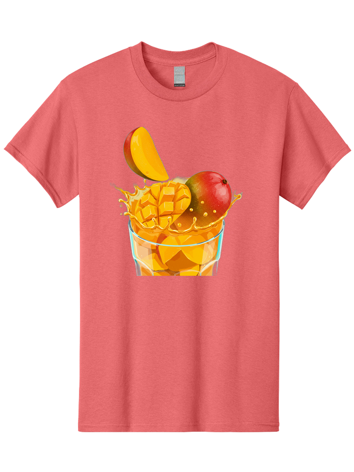 Mango-Smoothie-6 Men'S Graphic Tee, 100% Cotton, Comfortable Casual Summer Wear, Machine Washable, Fresh Mango, Mango Juice, Sliced Mango, Fruit Salad, Summer Drink, Fresh Fruit, Healthy Beverage, Tropical Flavors, Mango Chunks, Bac158