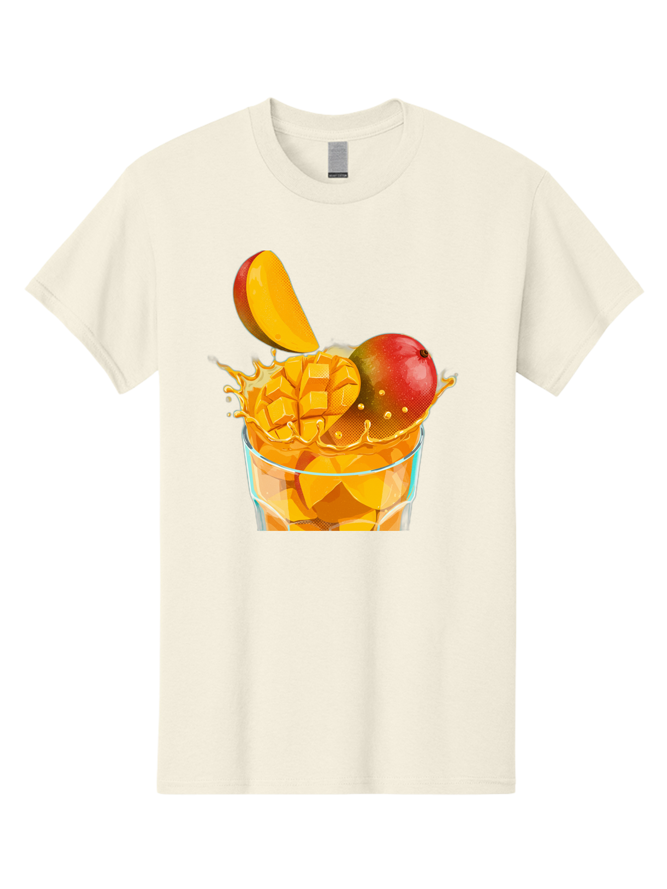 Mango-Smoothie-6 Men'S Graphic Tee, 100% Cotton, Comfortable Casual Summer Wear, Machine Washable, Fresh Mango, Mango Juice, Sliced Mango, Fruit Salad, Summer Drink, Fresh Fruit, Healthy Beverage, Tropical Flavors, Mango Chunks, Bac158
