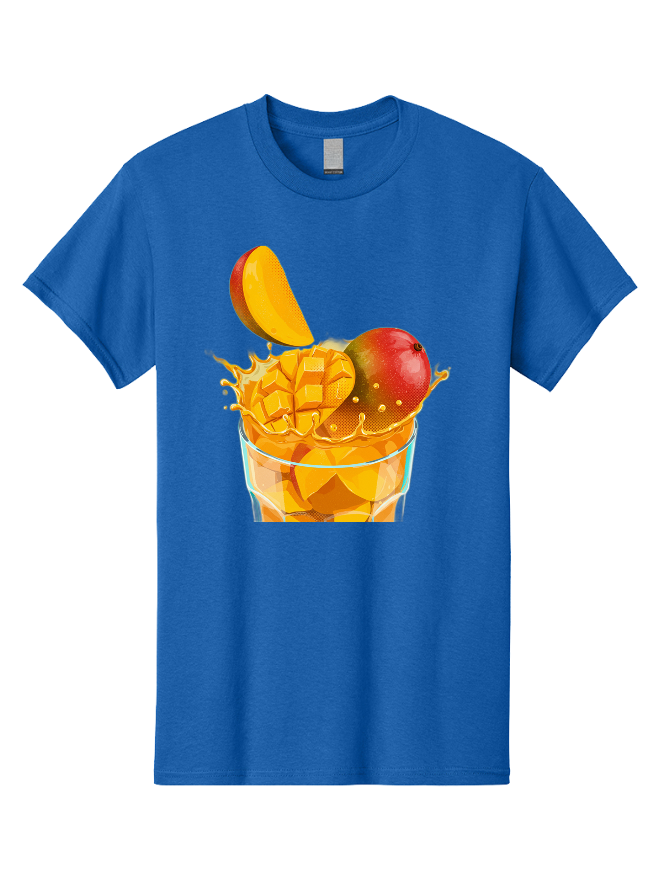 Mango-Smoothie-6 Men'S Graphic Tee, 100% Cotton, Comfortable Casual Summer Wear, Machine Washable, Fresh Mango, Mango Juice, Sliced Mango, Fruit Salad, Summer Drink, Fresh Fruit, Healthy Beverage, Tropical Flavors, Mango Chunks, Bac158