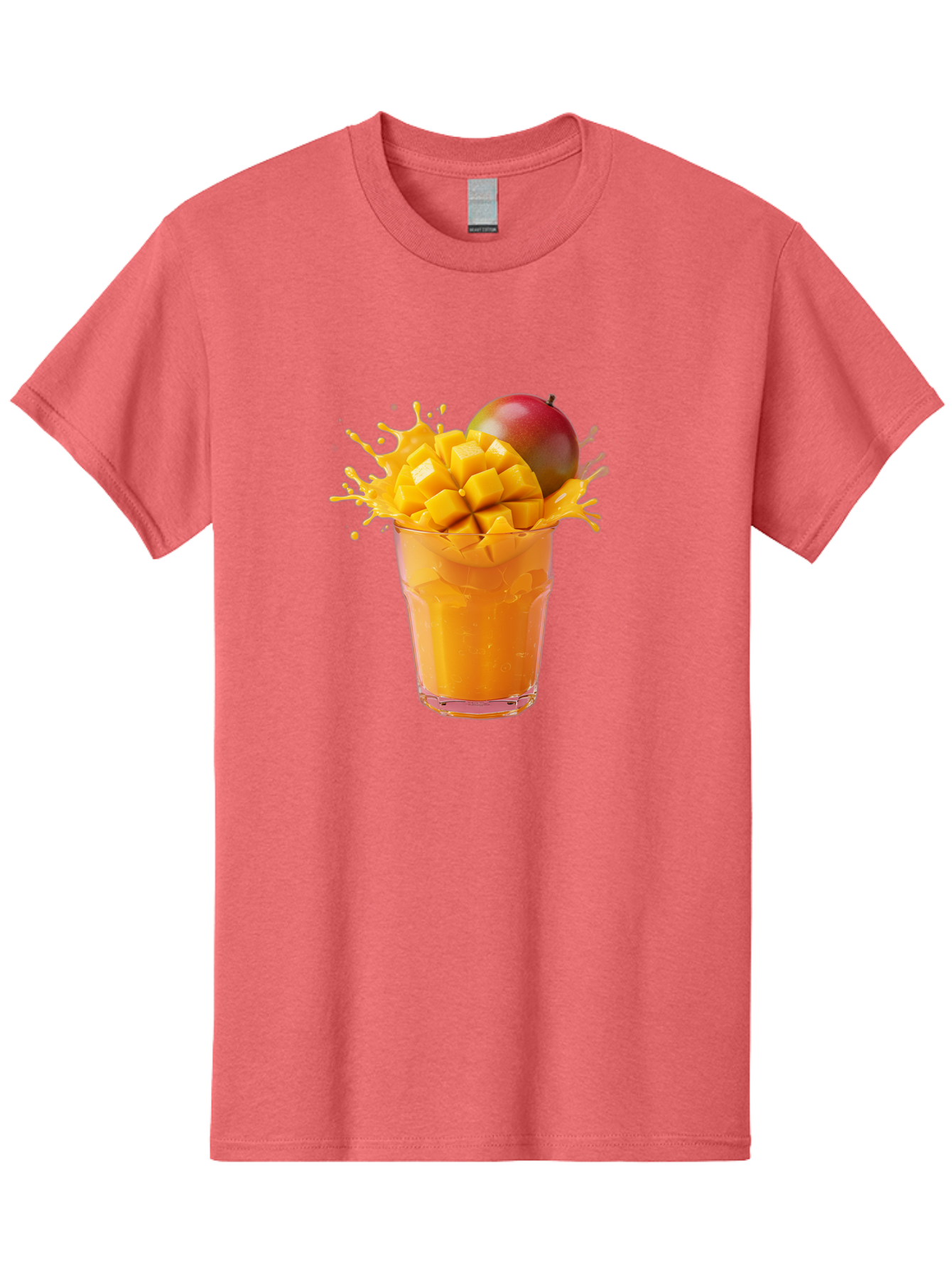 Mango-Smoothie-7 Men'S Graphic Tee, 100% Cotton, Comfortable Casual Summer Wear, Machine Washable, Mango Smoothie, Fresh Mango, Tropical Drink, Vibrant Colors, Healthy Beverage, Refreshing Drink, Summer Refreshment, Mango Chunks, Mango Juice Bac159